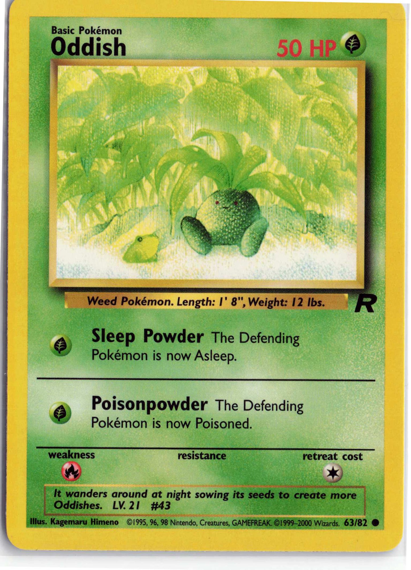 Oddish 63/82, HP Condition, Pokemon Team Rocket