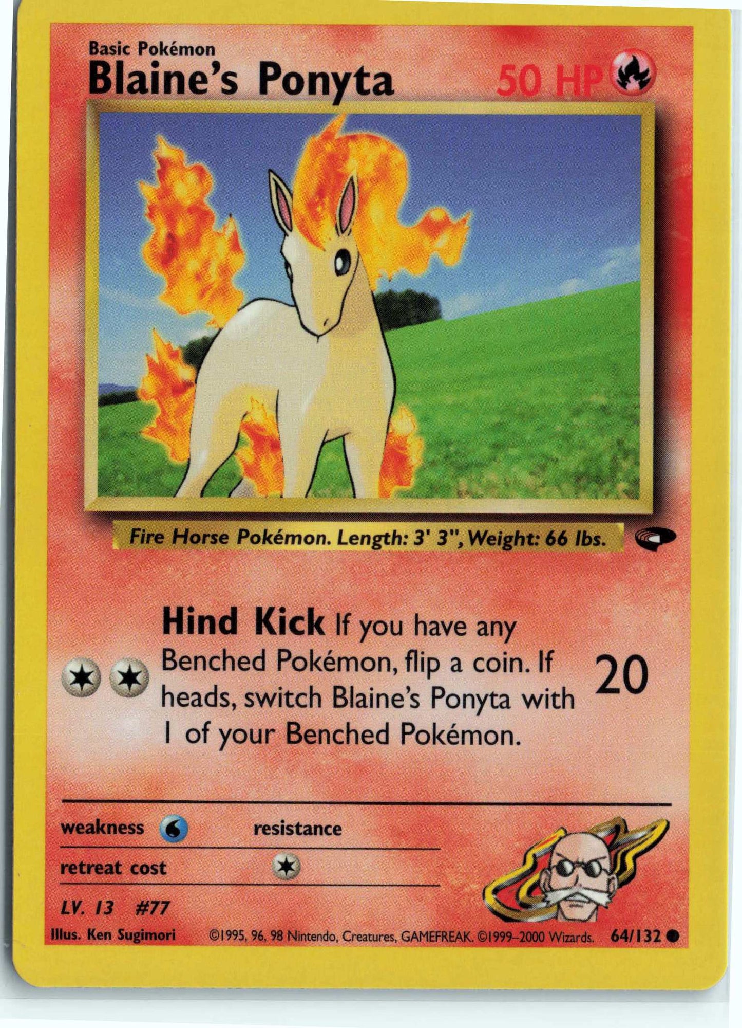Blaine's Ponyta 064/132, HP Condition, Pokemon Gym Challenge