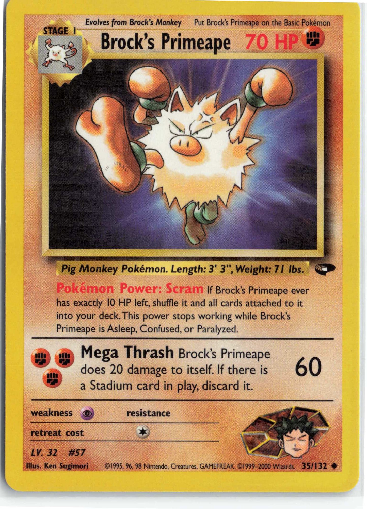 Brock's Primeape 035/132, HP Condition, Pokemon Gym Challenge