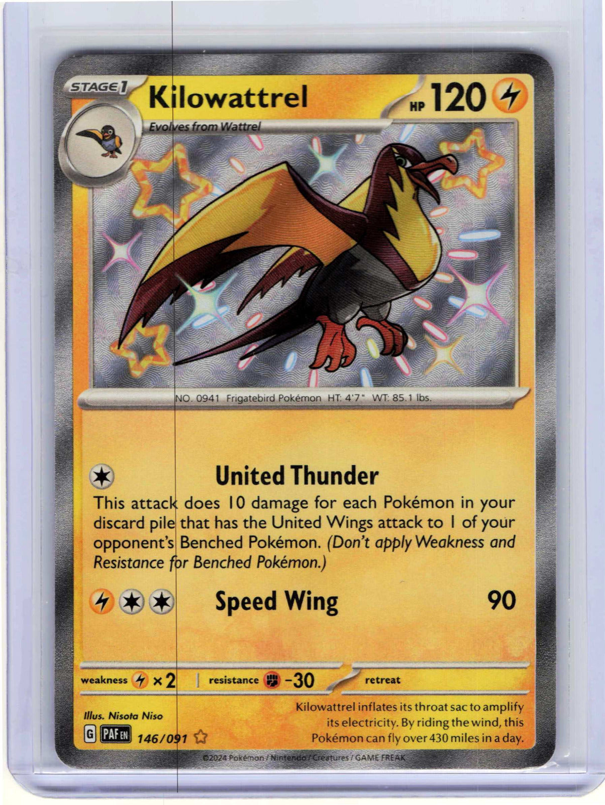 Kilowattrel #146/091 Shiny Vault Holo Pokemon SV: Paldean Fates
