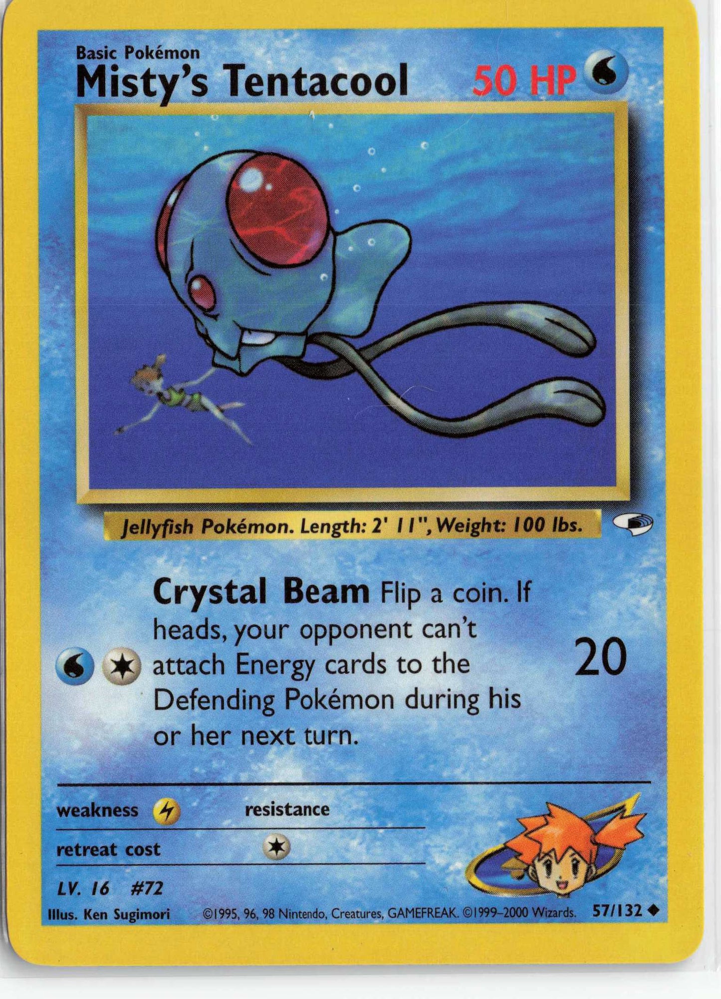 Misty's Tentacool (57) 057/132, HP Condition, Pokemon Gym Heroes