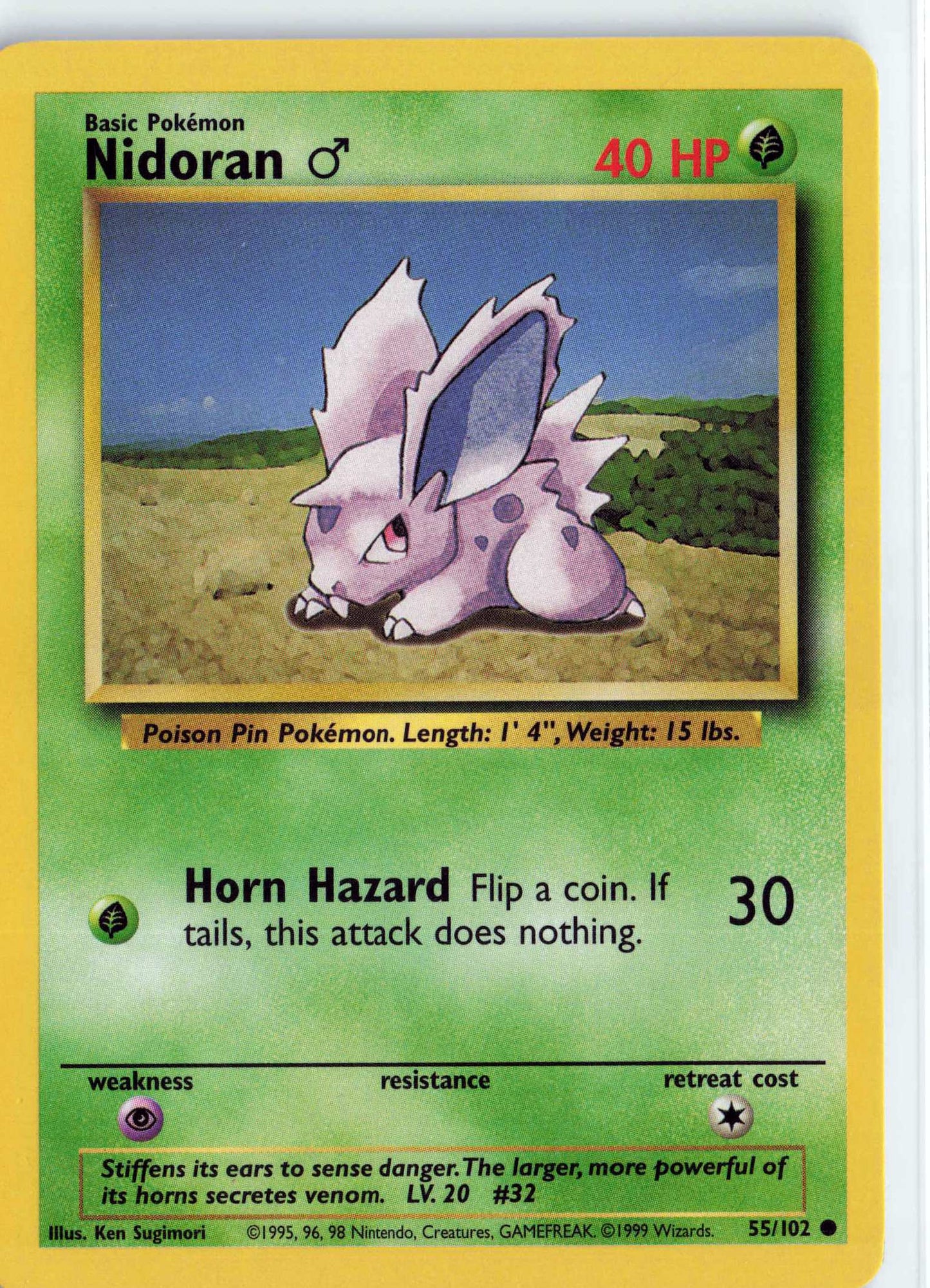 Nidoran M 055/102, HP Condition, Pokemon Base Set