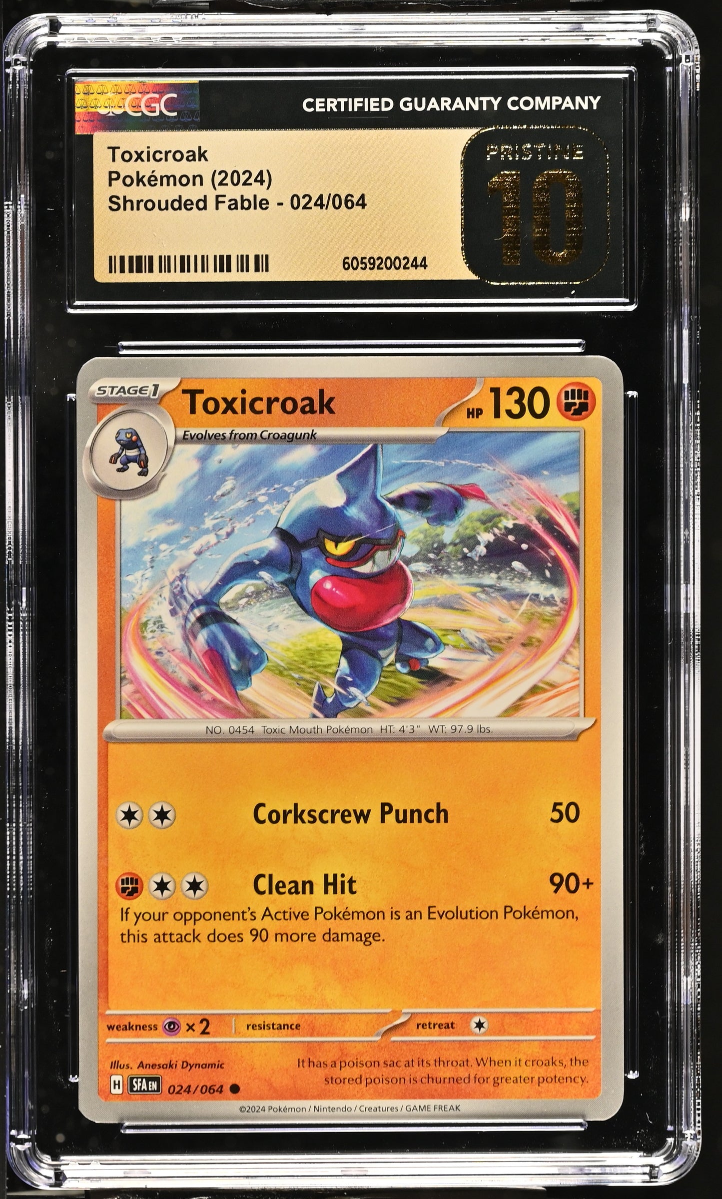 Toxicroak #024/064 CGC 10 PRISTINE 2024: Shrouded Fable