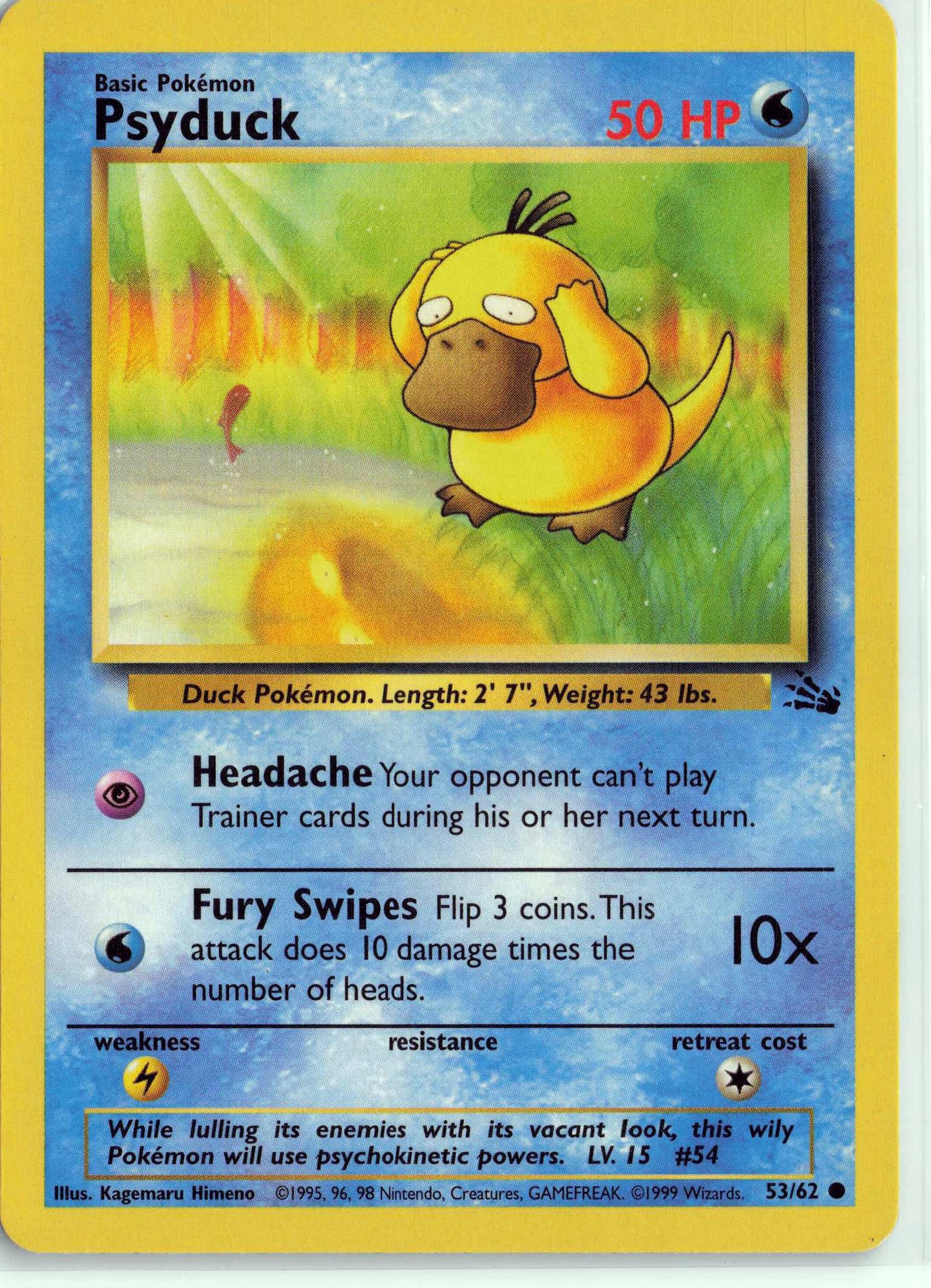 Psyduck 53/62, HP Condition, Pokemon Fossil
