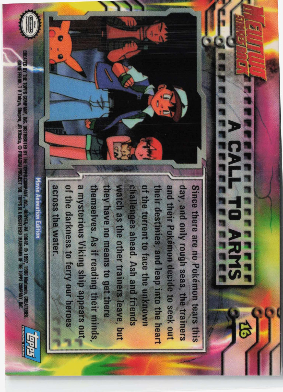 A Call to Arms #16 Blue Topps Logo Pokemon Topps MewTwo Strikes Back (Back)