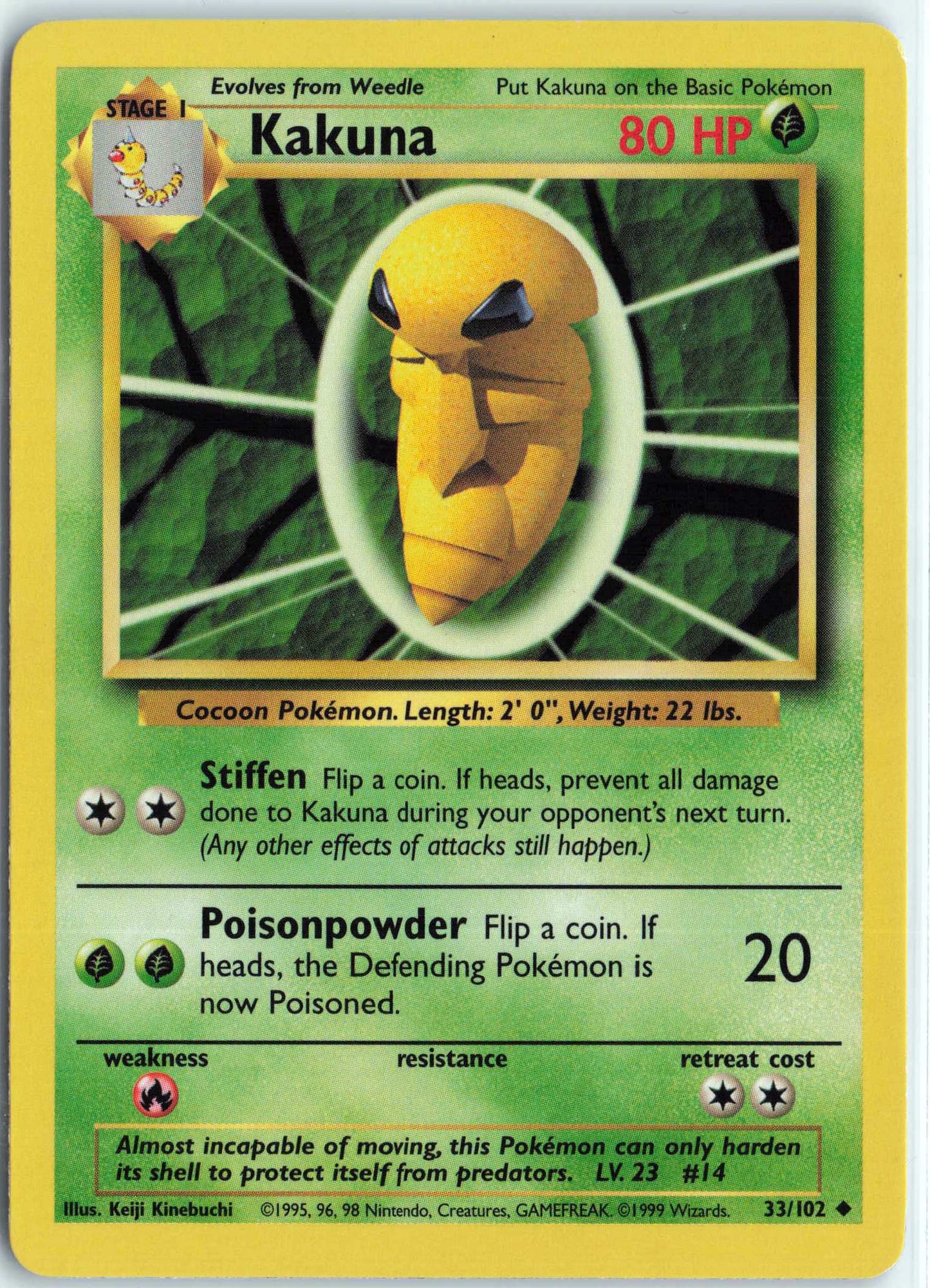 Kakuna 033/102, HP Condition, Pokemon Base Set