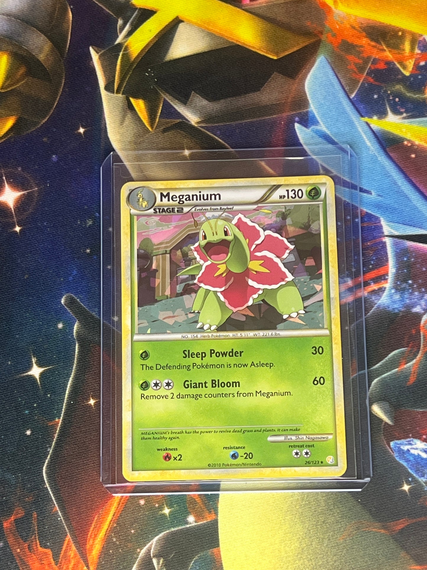 Meganium #26 Cracked Holo Pokemon HeartGold & SoulSilver