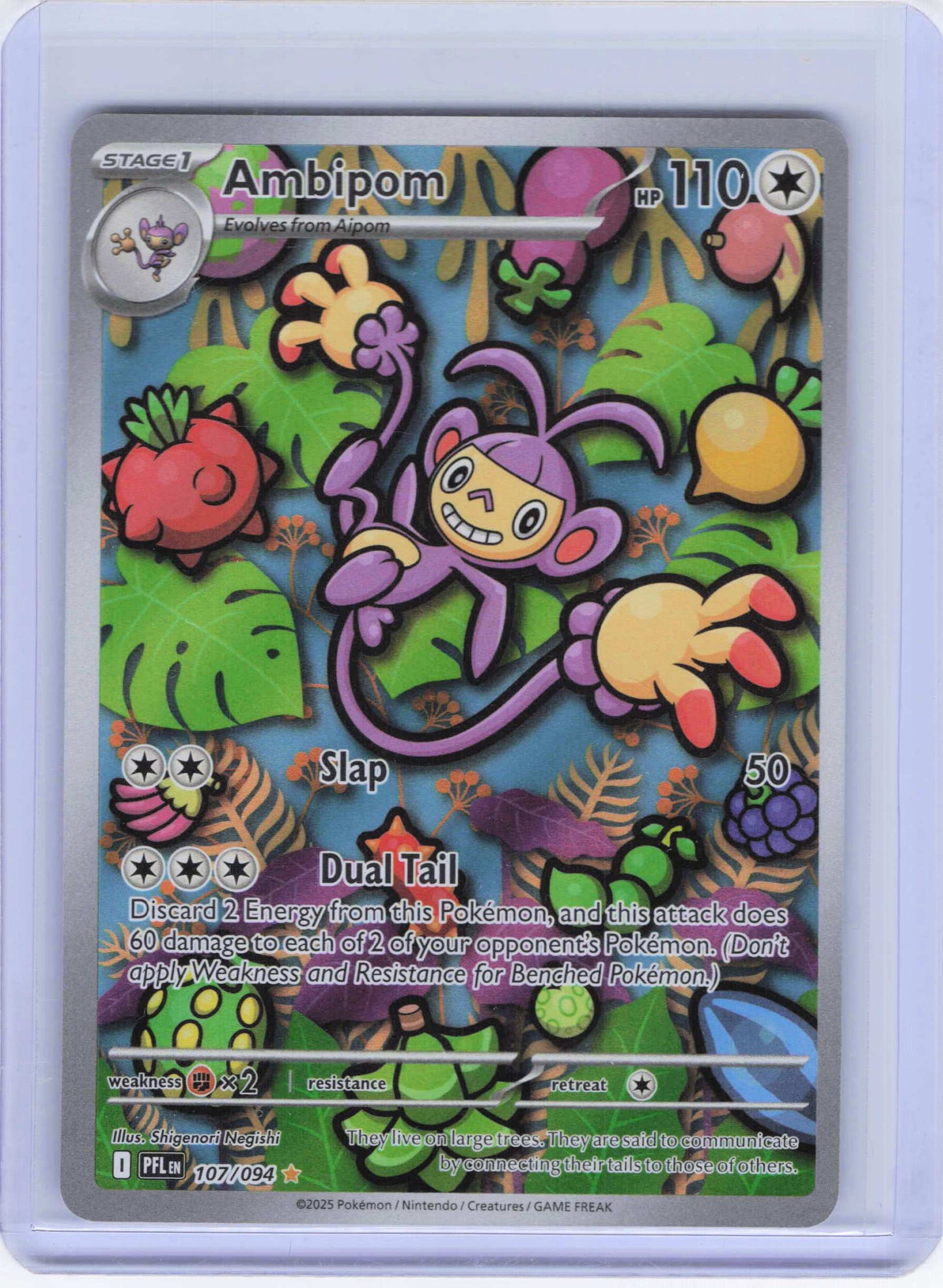 Ambipom 107/094, Holo, NM Condition, Pokemon ME02: Phantasmal Flames