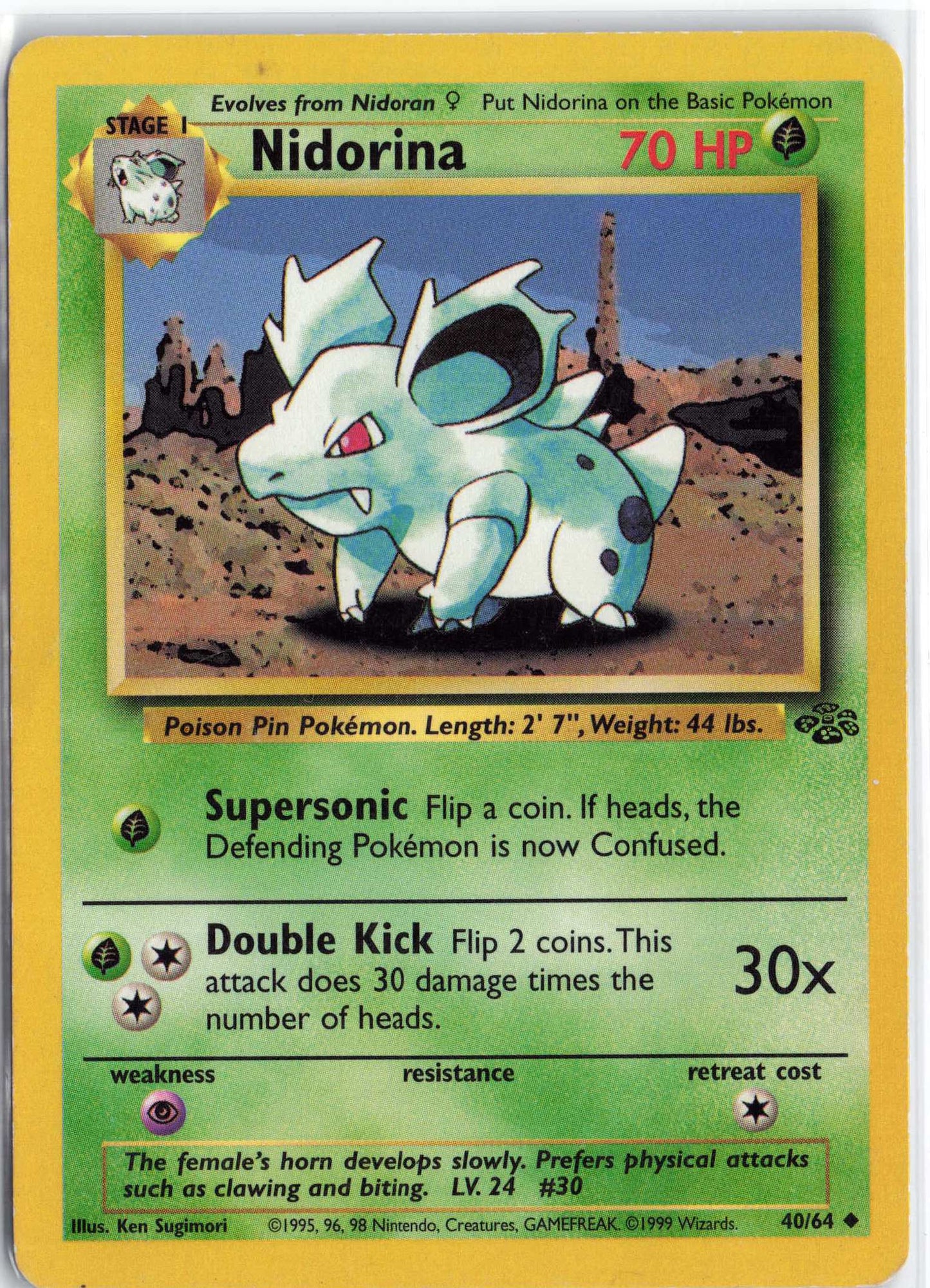Nidorina 40/64, HP Condition, Pokemon Jungle