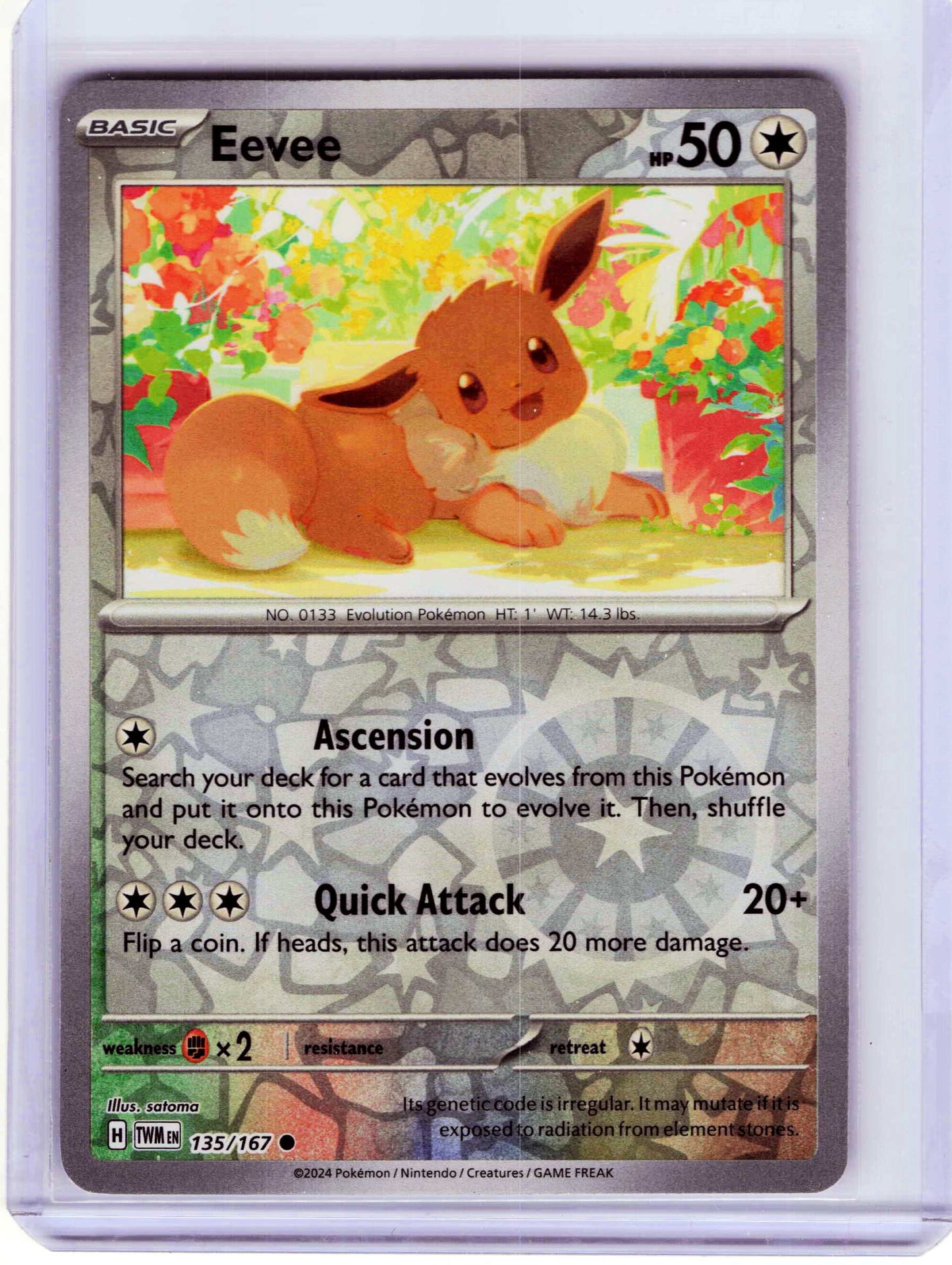 Eevee - 135/167, Reverse Holo, NM Condition, Pokemon SV06: Twilight Masquerade
