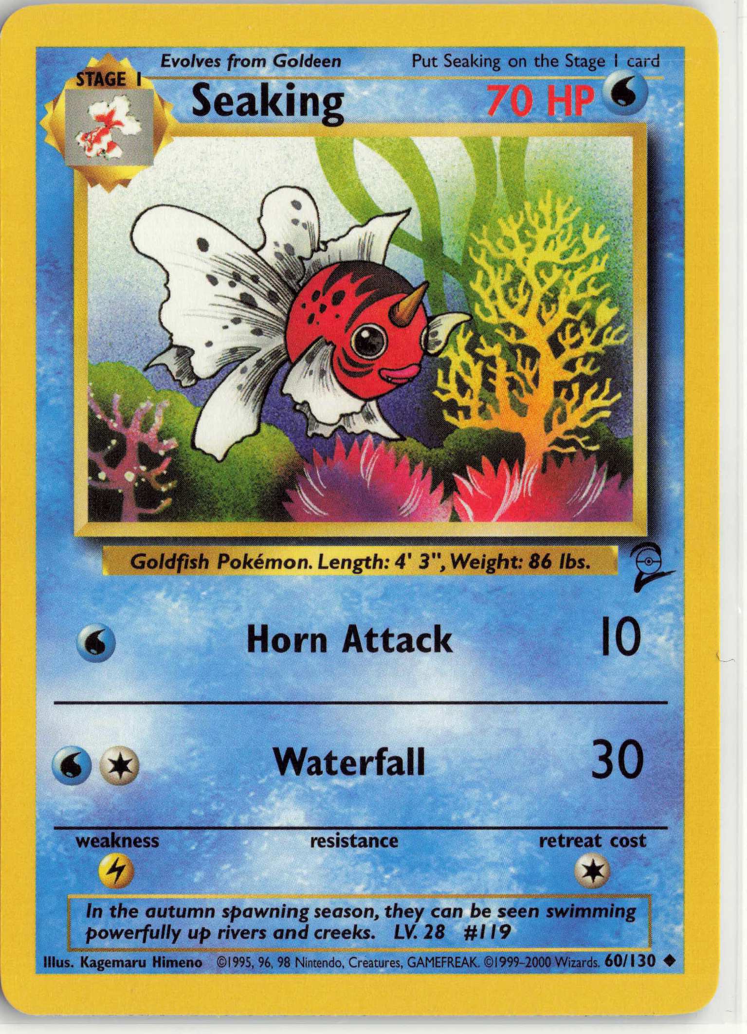 Seaking 060/130, HP Condition, Pokemon Base Set 2