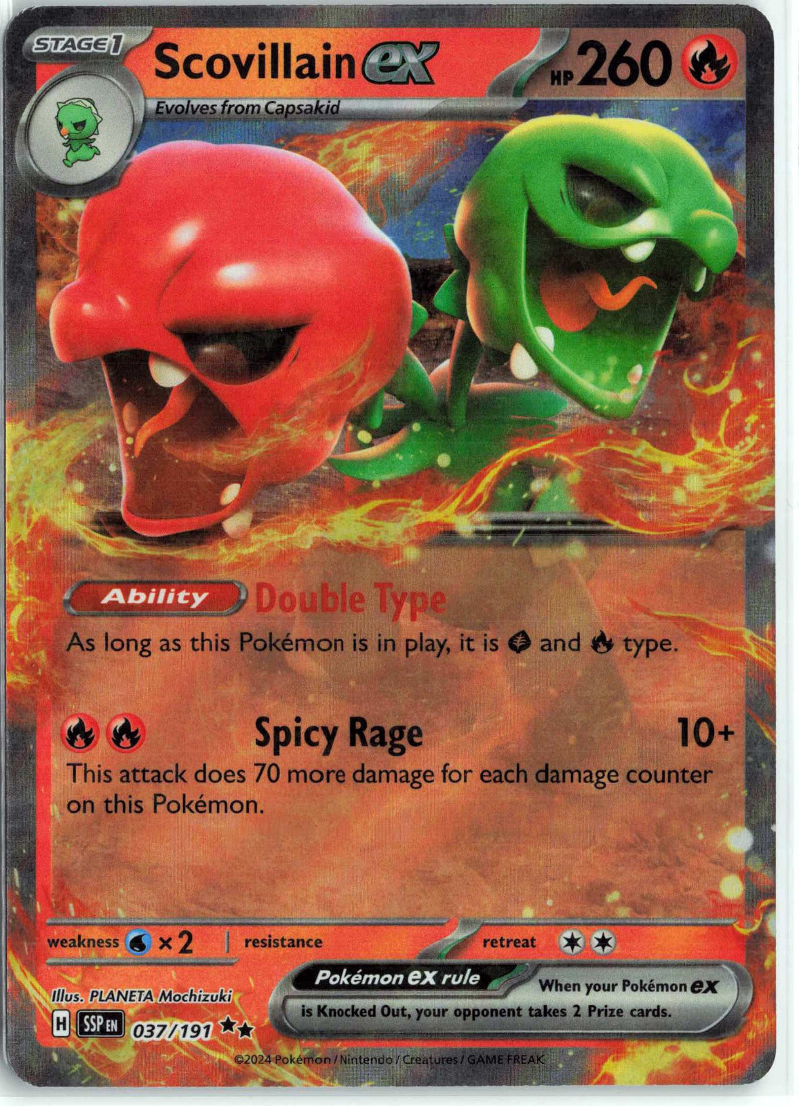 Scovillain ex #037/191 Holo Pokemon SV08: Surging Sparks
