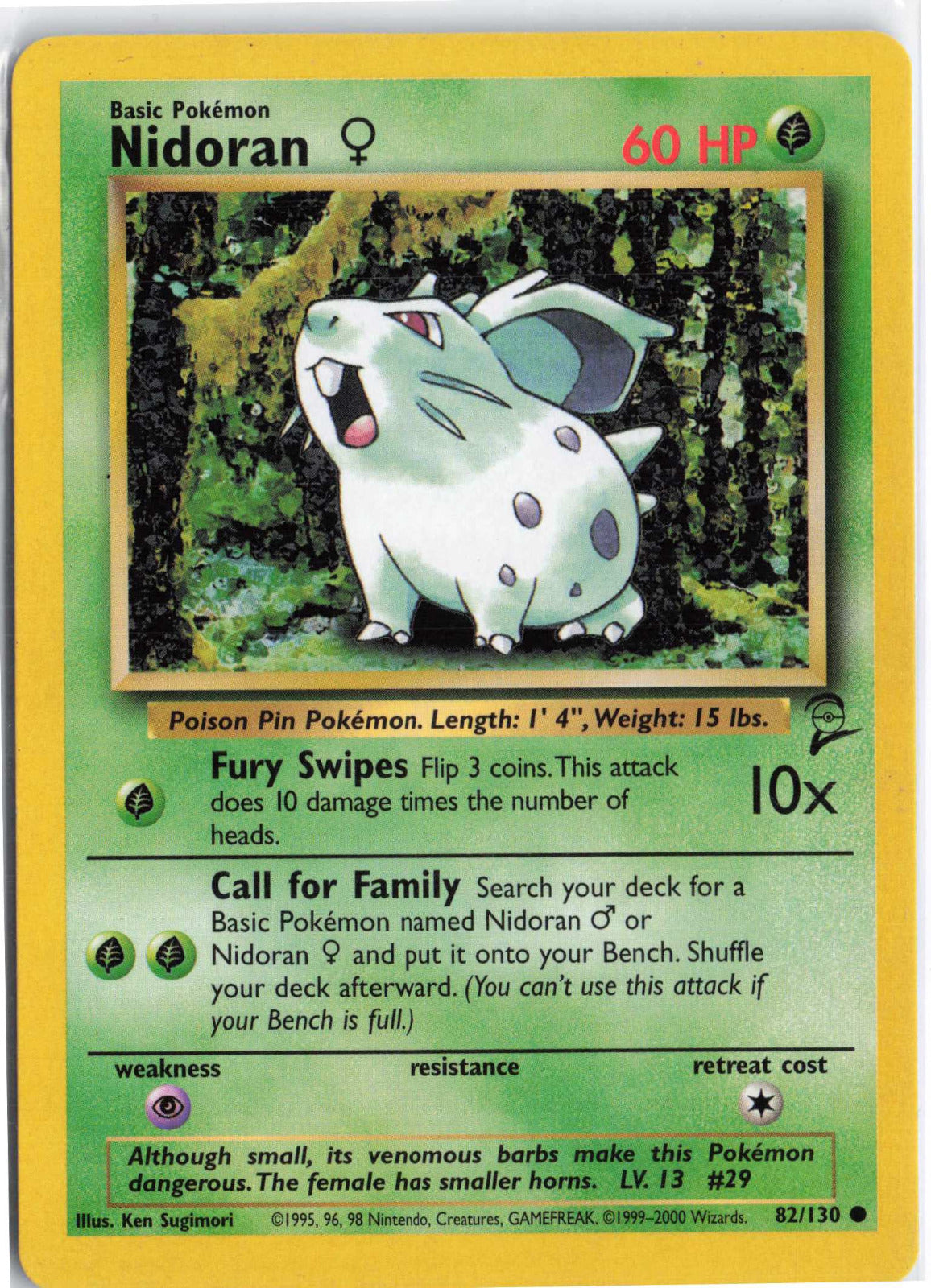 Nidoran F 082/130 MP Pokemon Base Set 2