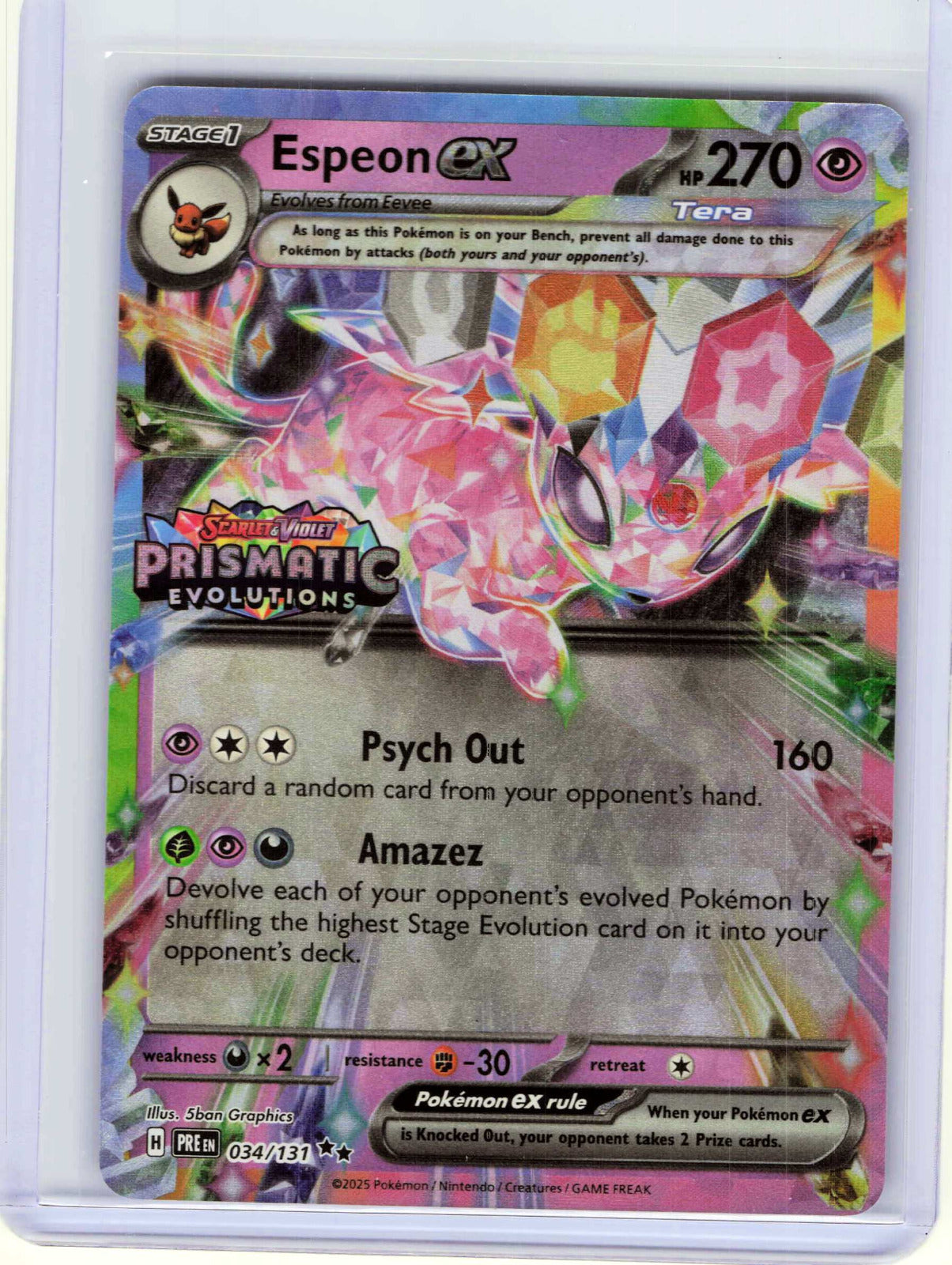 Espeon ex Prismatic Evolutions Stamp #034/131 Pokemon Prismatic Evolutions