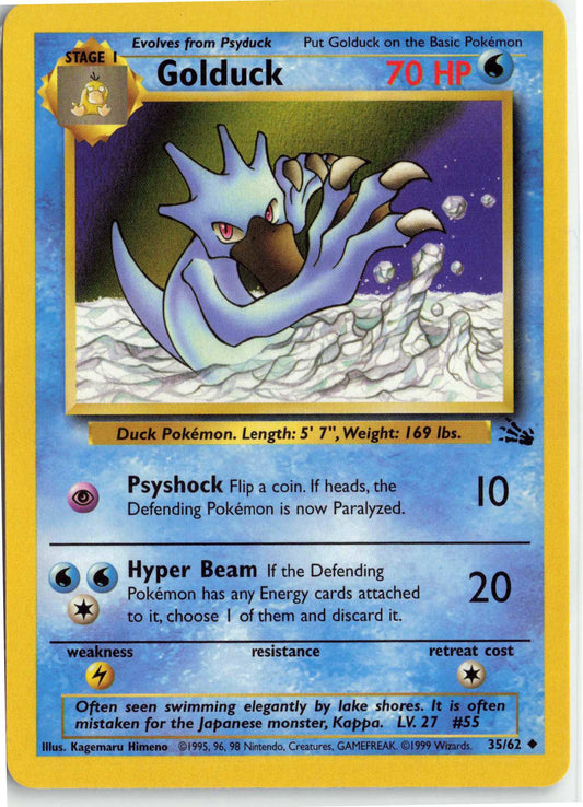 Golduck 35/62, HP Condition, Pokemon Fossil
