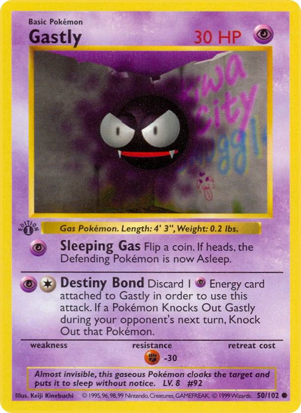 Gastly #050/102 1st Edition Pokemon Base Set (Shadowless)