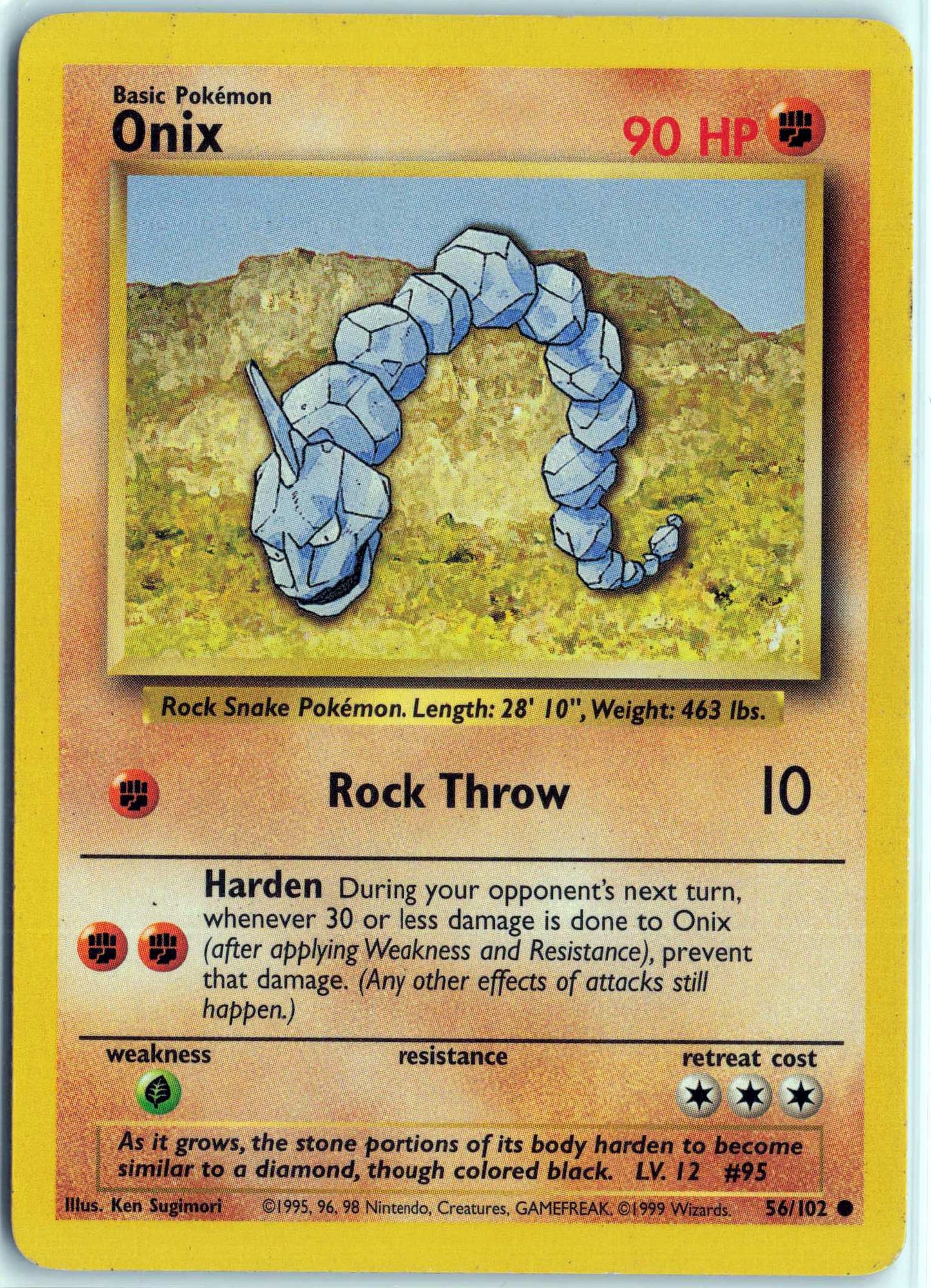 Onix 056/102, HP Condition, Pokemon Base Set