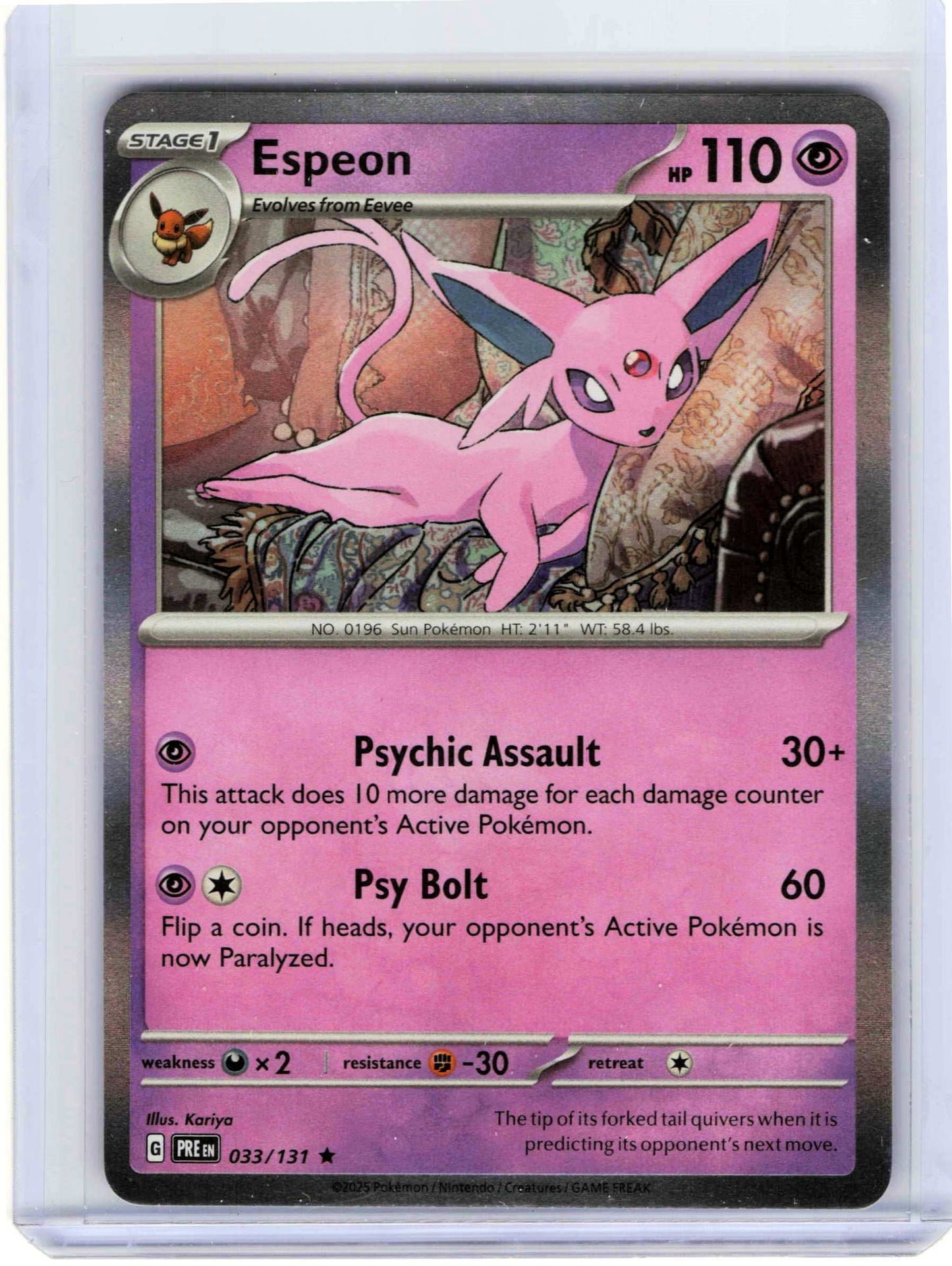 Espeon 033/131, Holo, NM Condition, Pokemon SV: Prismatic Evolutions