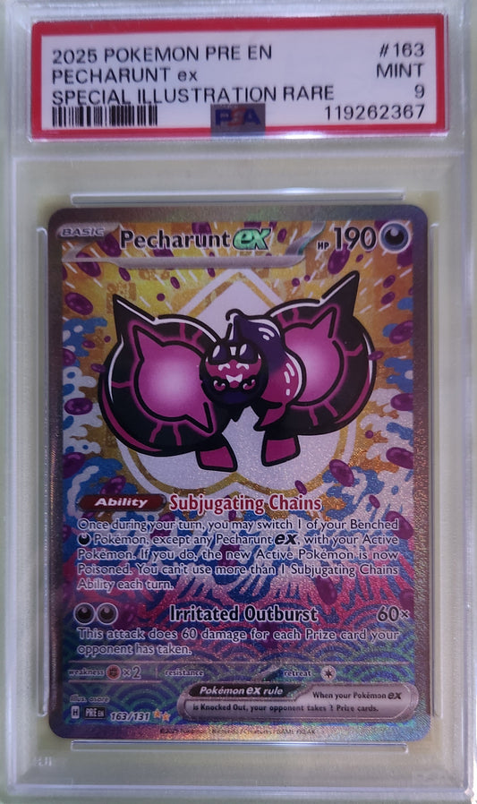 Pecharunt Ex #163 Pokemon Prismatic Evolutions Graded PSA 9
