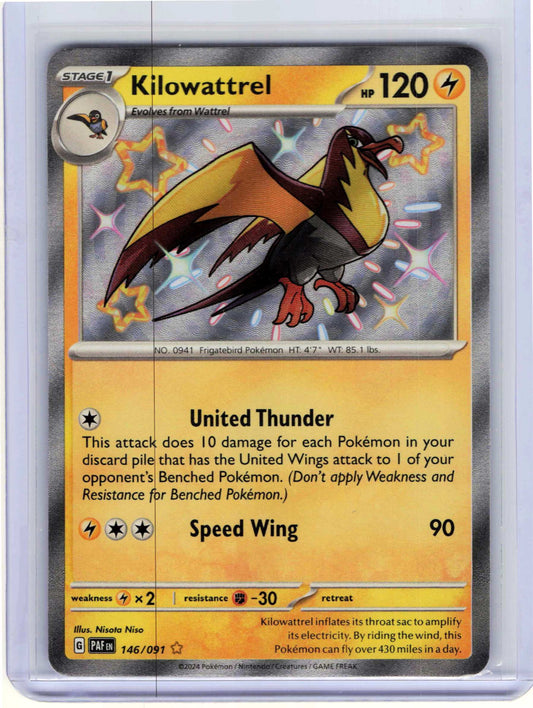 Kilowattrel #146/091 Shiny Vault Holo Pokemon SV: Paldean Fates