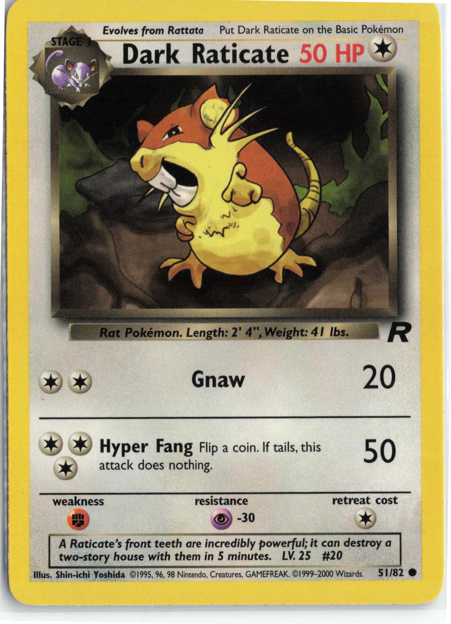 Dark Raticate 51/82, HP Condition, Pokemon Team Rocket
