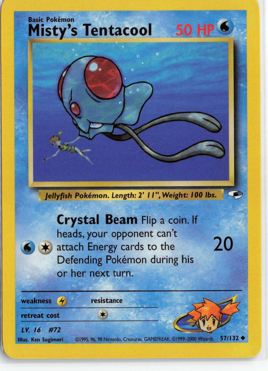 Misty's Tentacool (57) 057/132, HP Condition, Pokemon Gym Heroes