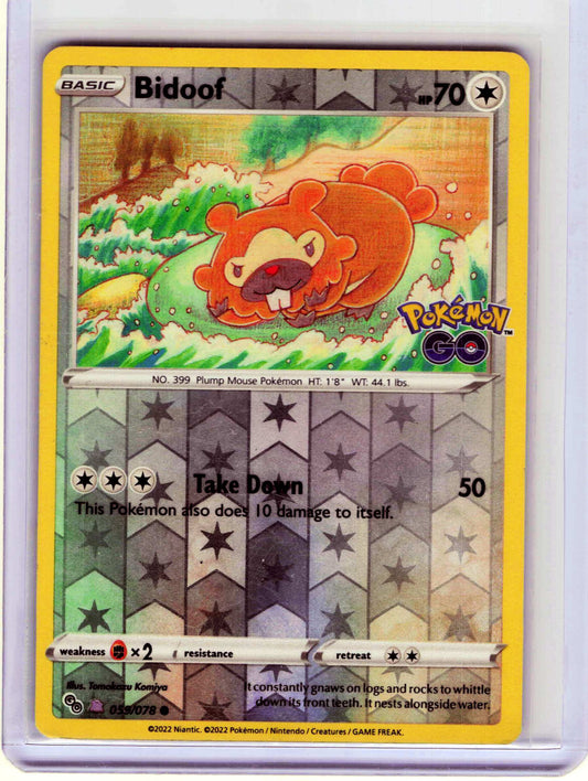 Bidoof Peelable Ditto #059/078 Reverse Holo Pokemon GO