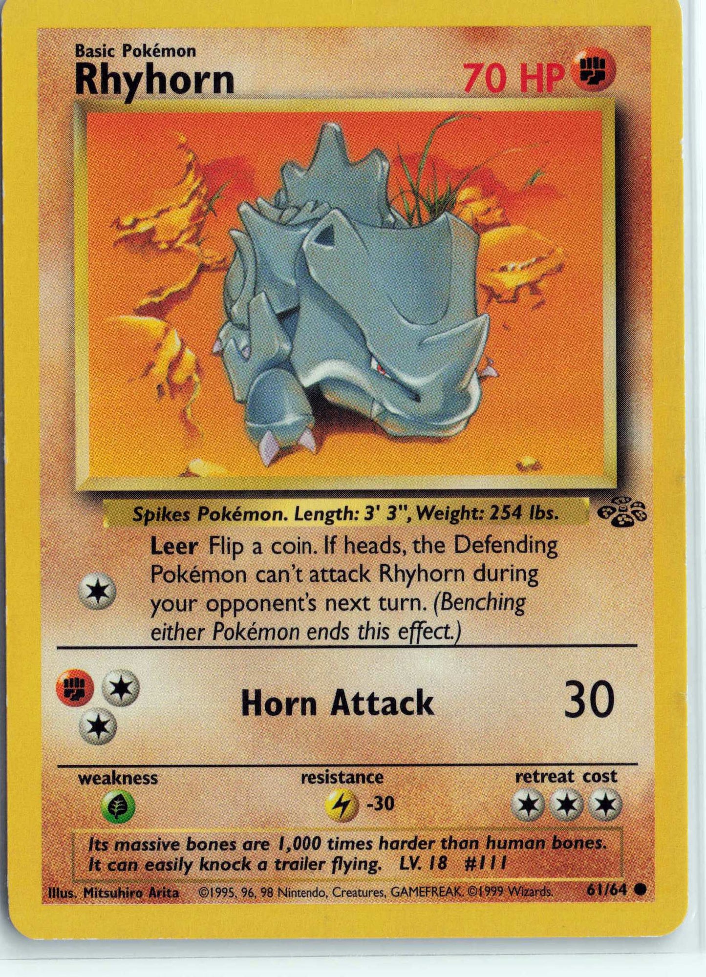 Rhyhorn 61/64, HP Condition, Pokemon Jungle