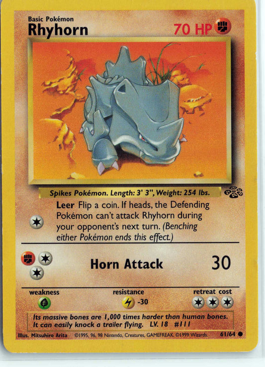 Rhyhorn 61/64, HP Condition, Pokemon Jungle