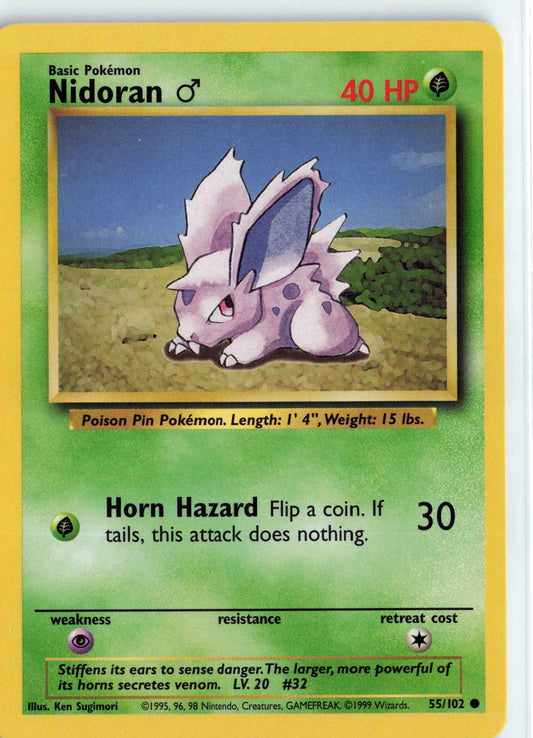 Nidoran M 055/102, HP Condition, Pokemon Base Set