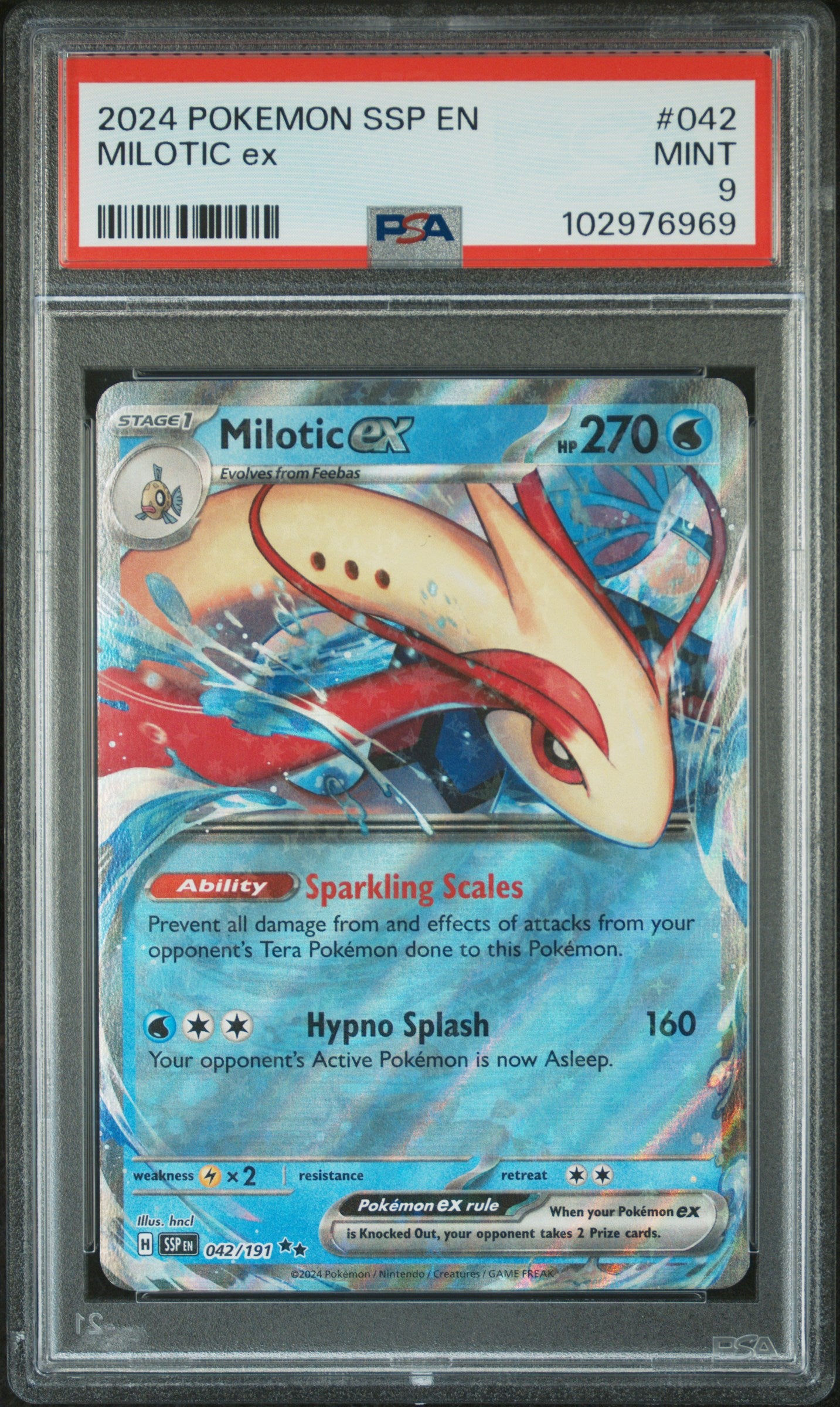 Milotic Ex #042 PSA 9 Mint 2024: Pokemon Surging Sparks