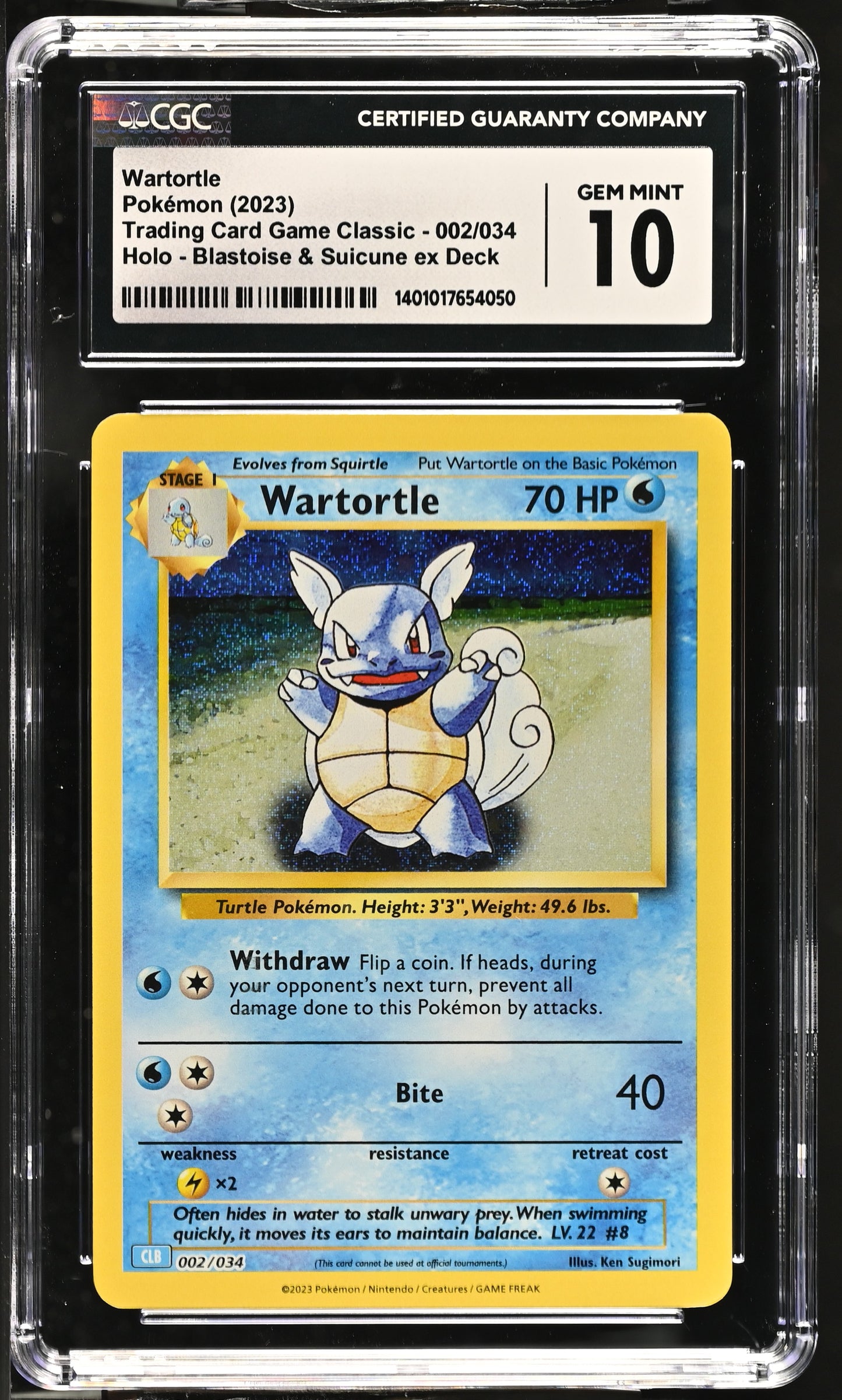 Wartortle #002 CGC 10 Gem Mint Holo: Trading Card Game Classic Blastoise Deck