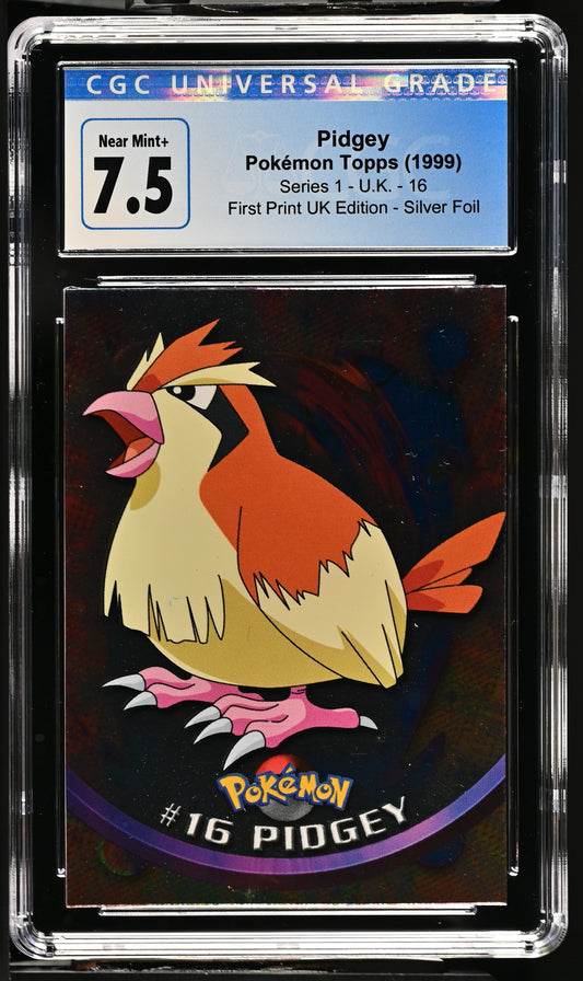 Pidgey [Foil] #16 CGC 7.5 Near Mint+ Silver Foil 1999: Pokemon Topps Series 1