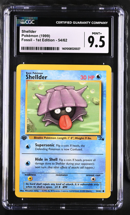 Shellder [1st Edition] #54/62 First Edition CGC 9.5 Mint+ 1999: Fossil