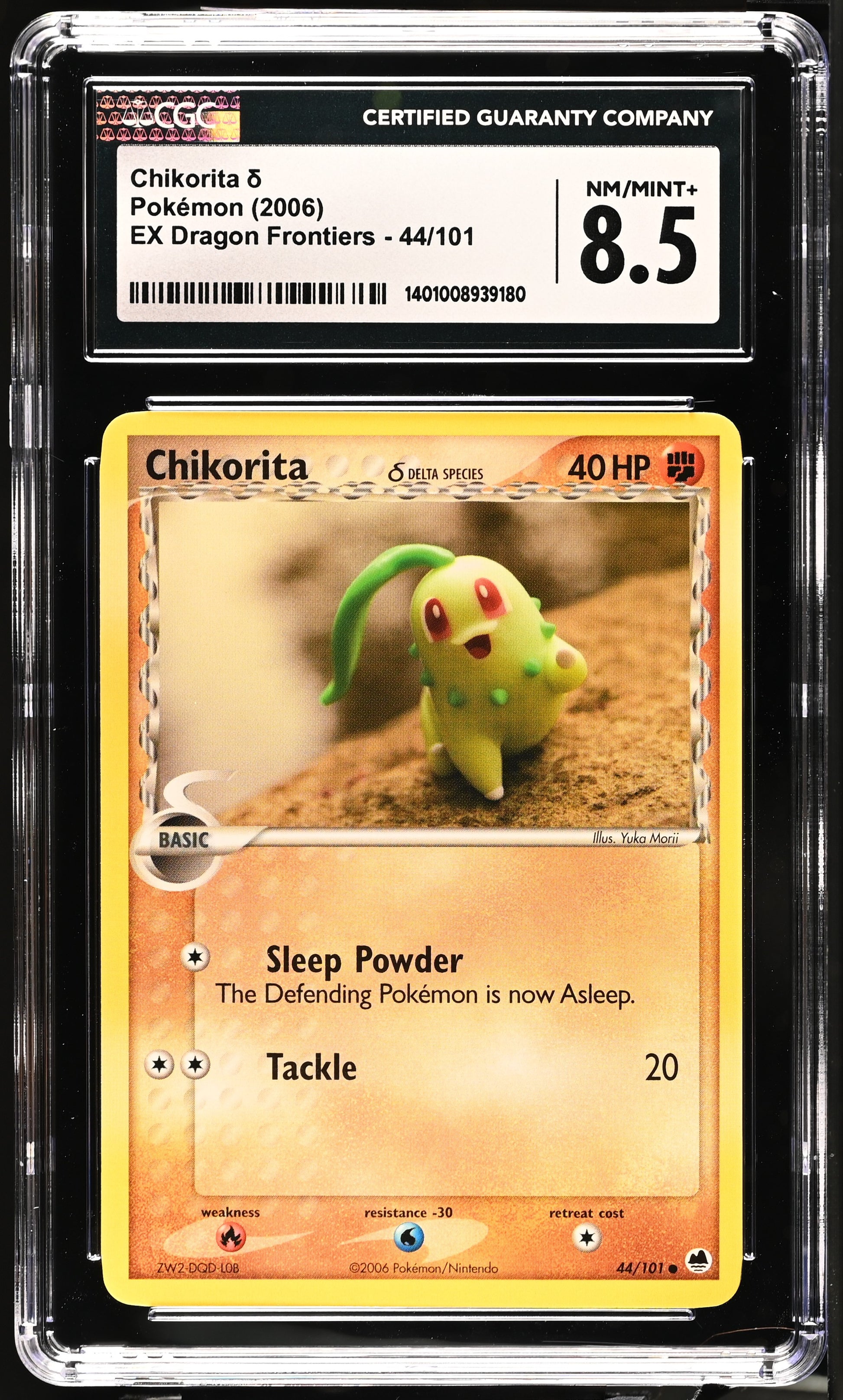 Chikorita #44/101 Delta Species CGC 8.5 NM/MT+ 2006: EX Dragon Frontiers
