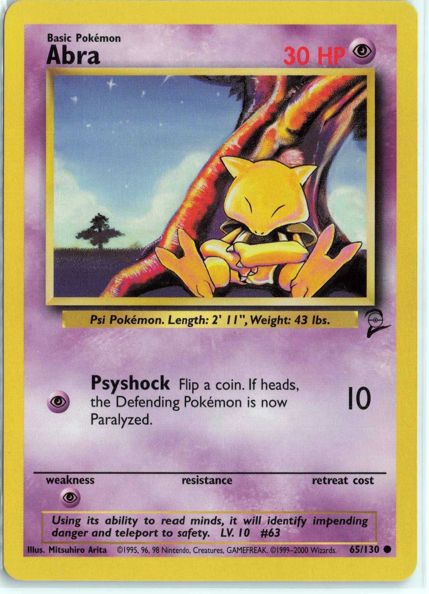 Abra 065/130, HP Condition, Pokemon Base Set 2