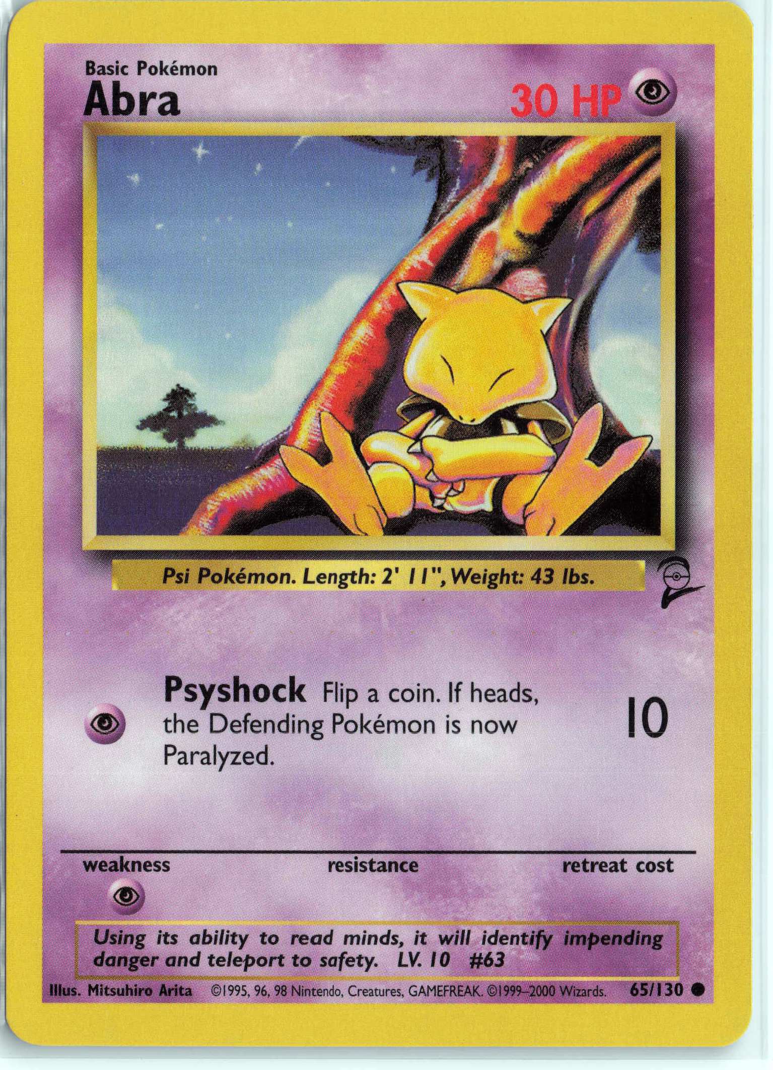 Abra 065/130, HP Condition, Pokemon Base Set 2
