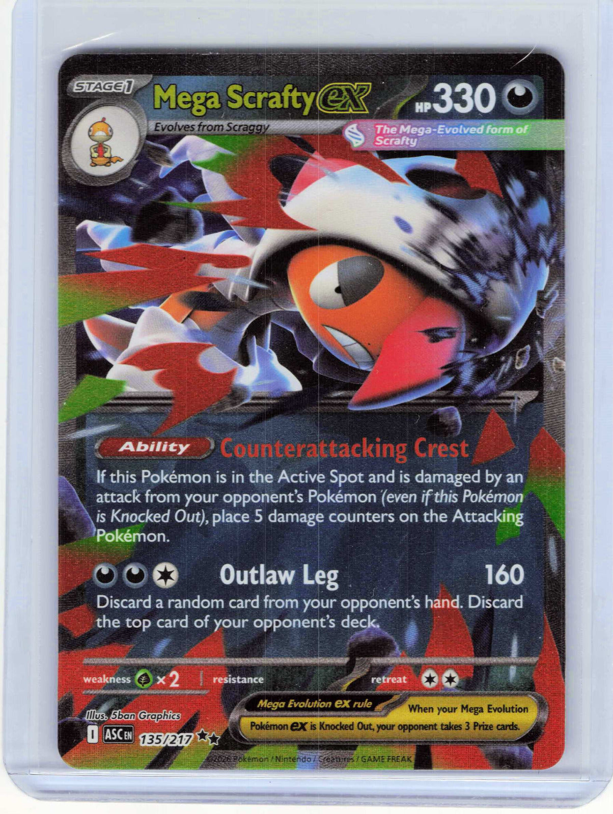 Mega Scrafty ex #135/217 Pokemon ME: Ascended Heroes