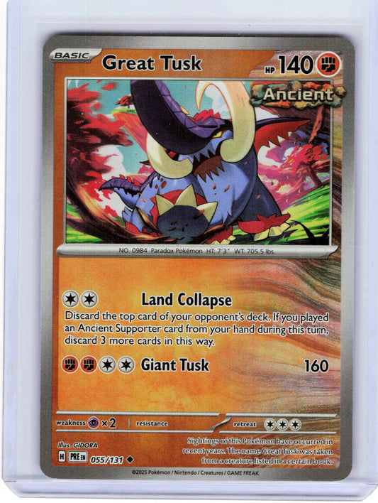 Great Tusk Master Ball Pattern #055/131 Reverse Holo Pokemon SV: Prismatic Evolutions