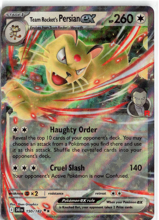 Team Rocket's Persian ex #150/182 Holo Pokemon SV10: Destined Rivals