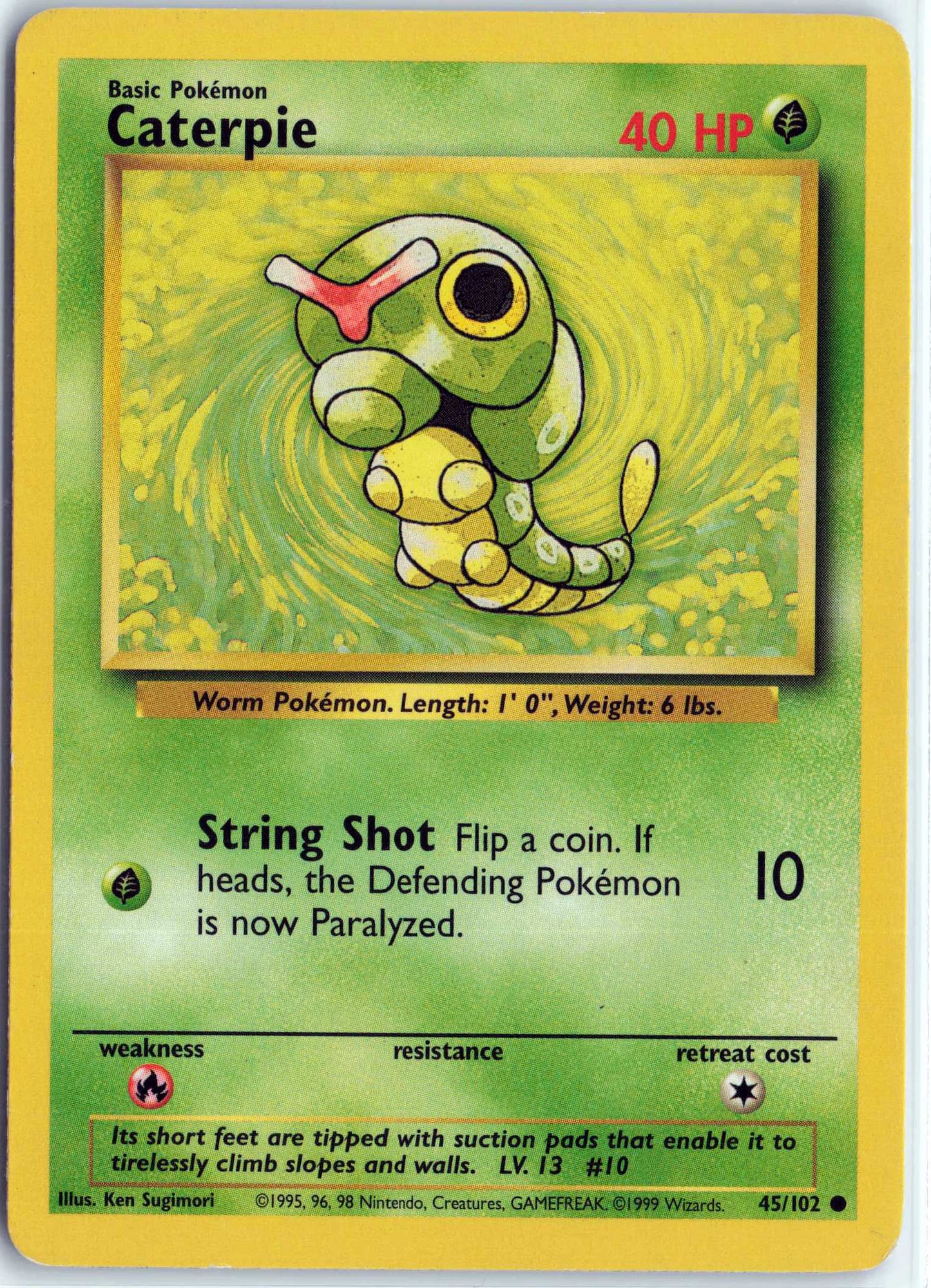Caterpie 045/102, HP Condition, Pokemon Base Set