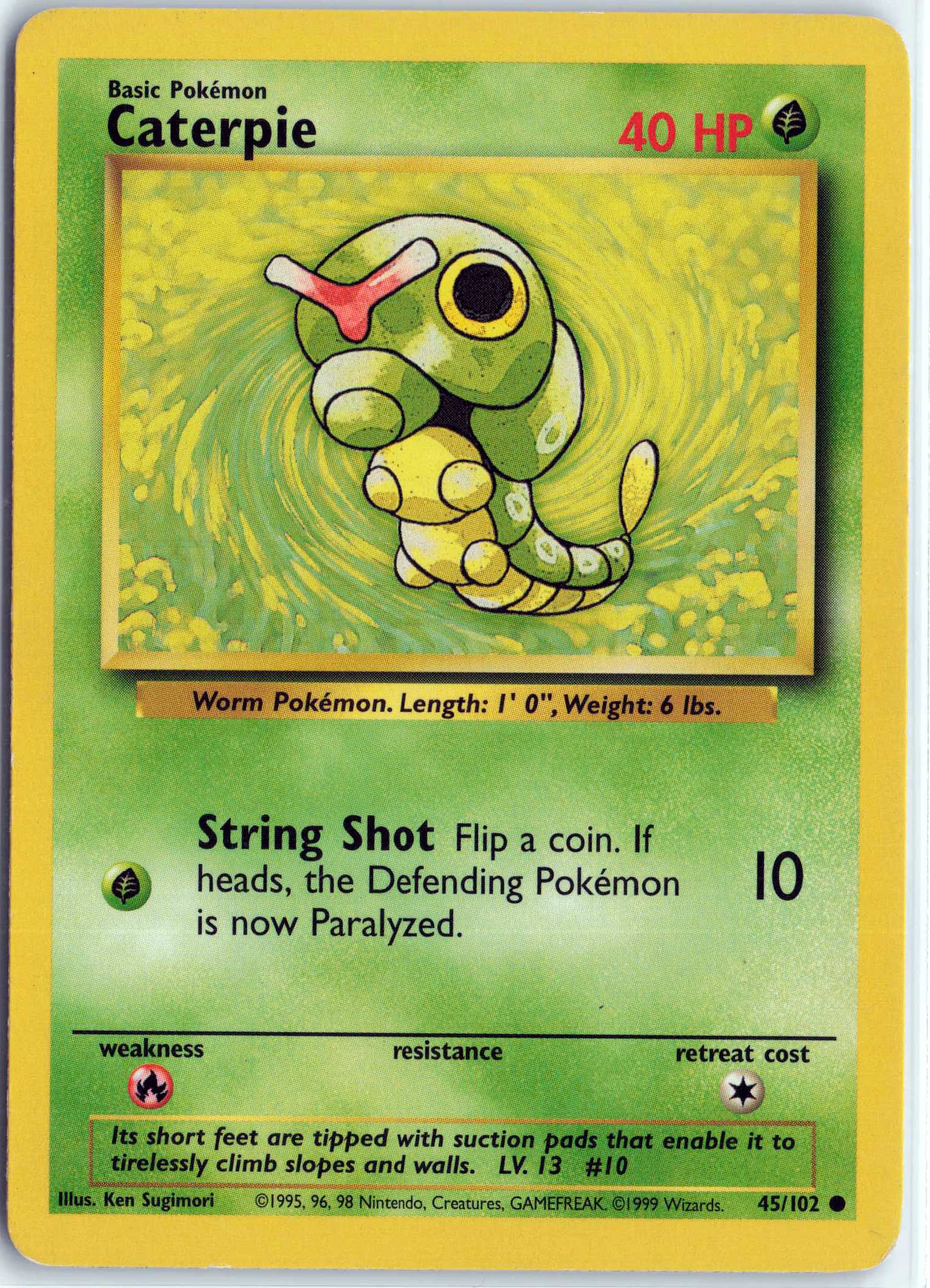 Caterpie 045/102, HP Condition, Pokemon Base Set