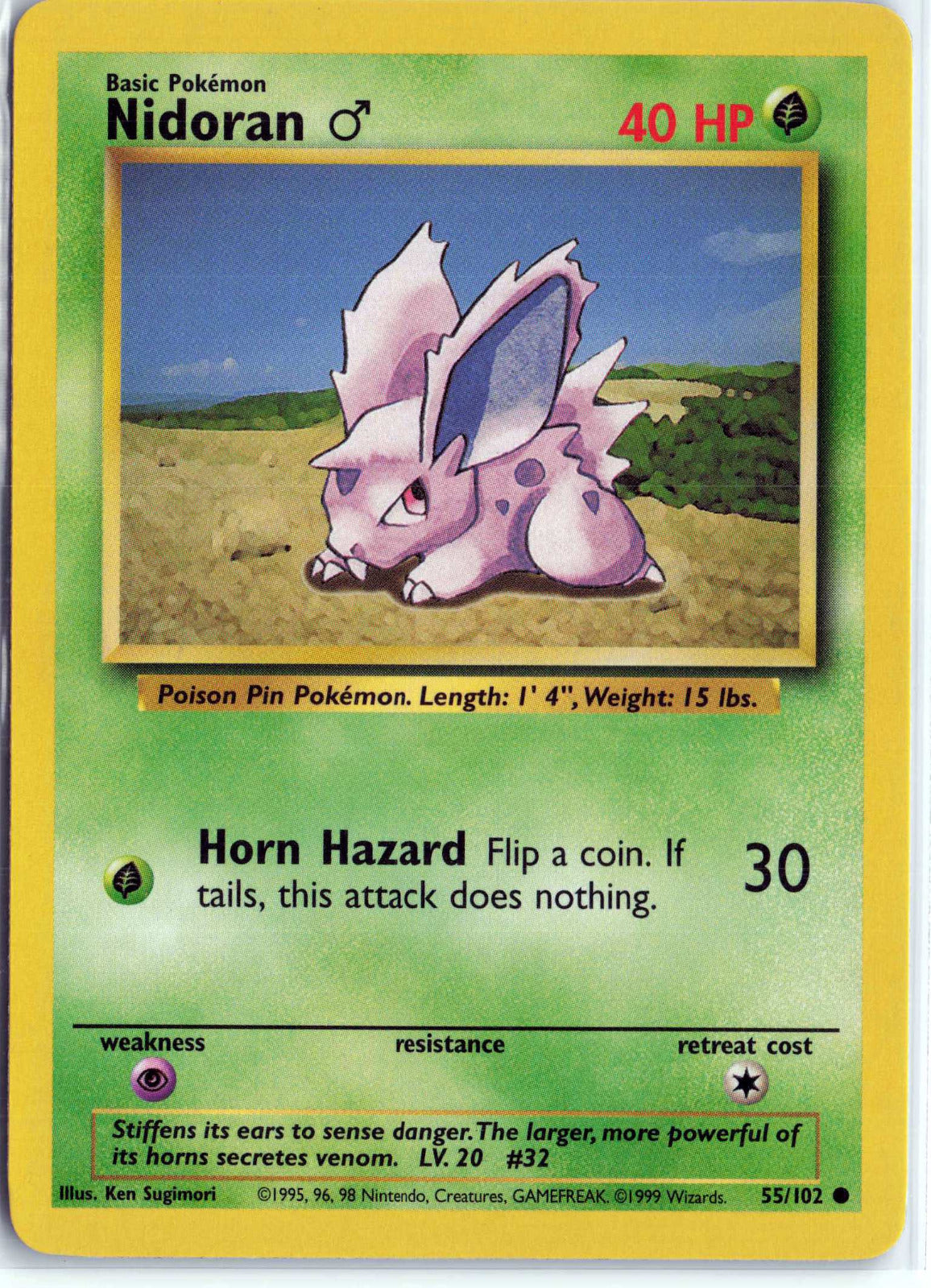 Nidoran M 055/102 MP Pokemon Base Set
