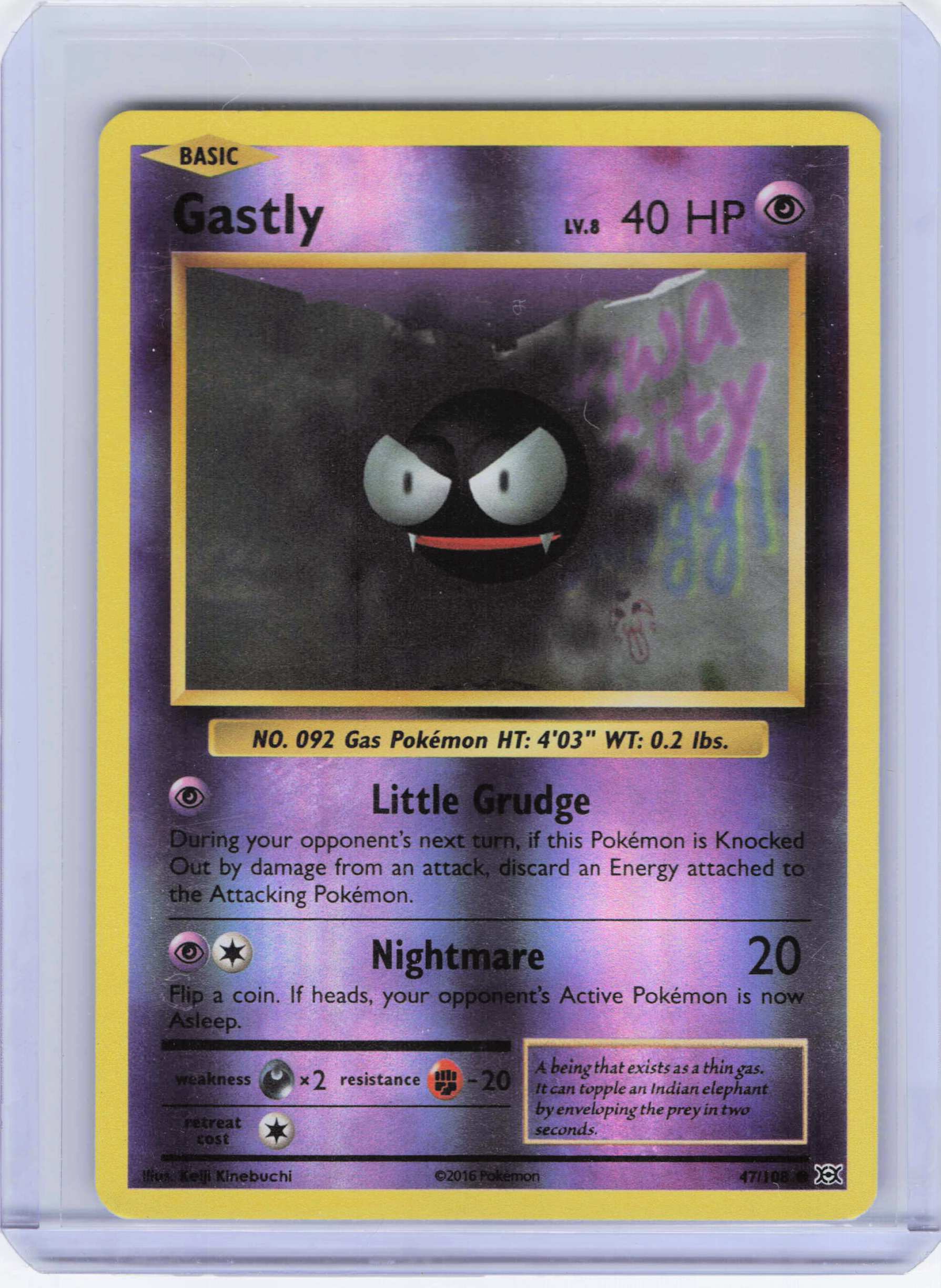 Gastly 47/108, Reverse Holo, MP Condition, Pokemon XY - Evolutions