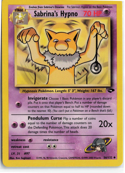 Sabrina's Hypno 056/132, HP Condition, Pokemon Gym Challenge