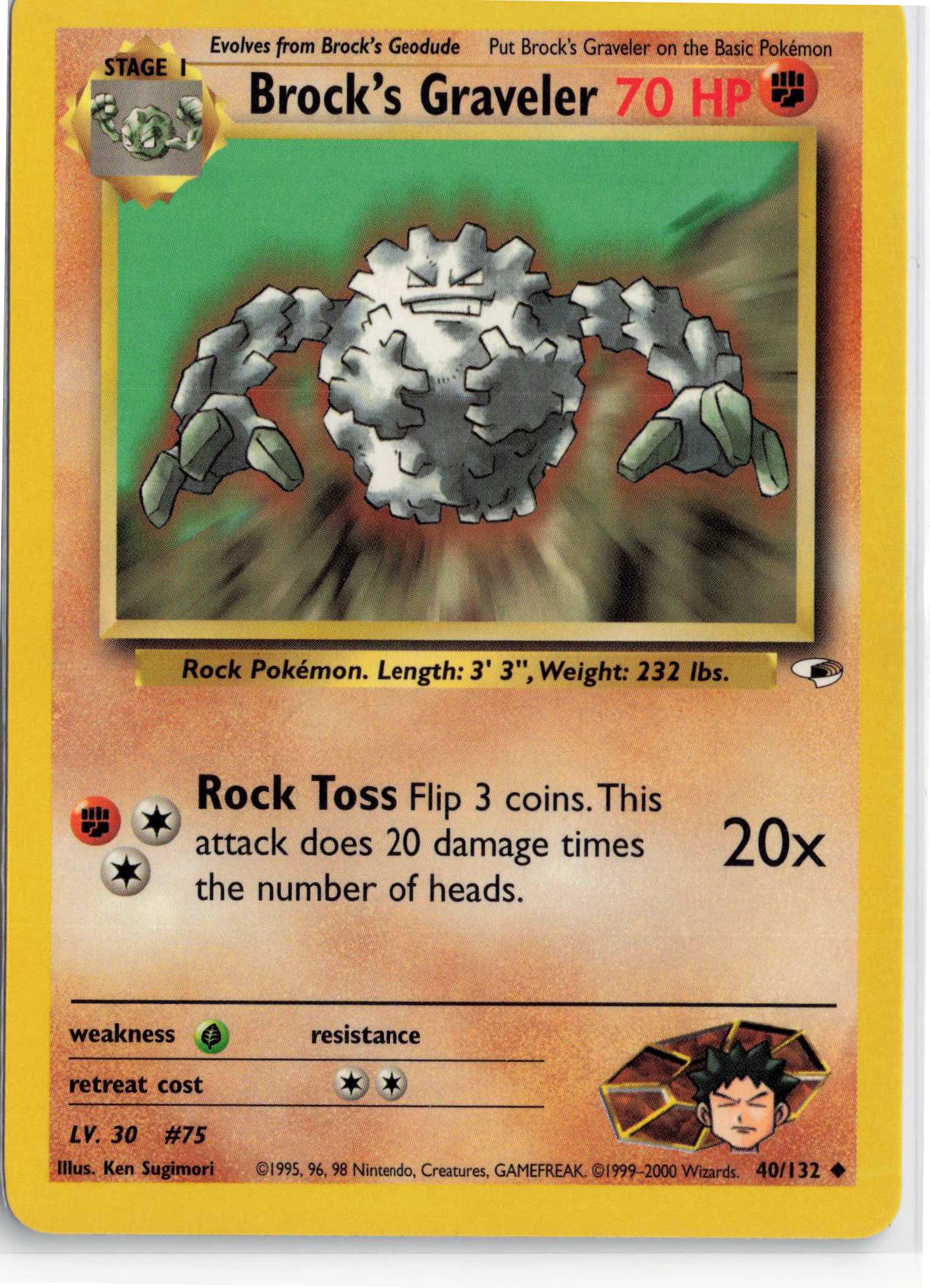 Brock's Graveler 040/132, HP Condition, Pokemon Gym Heroes
