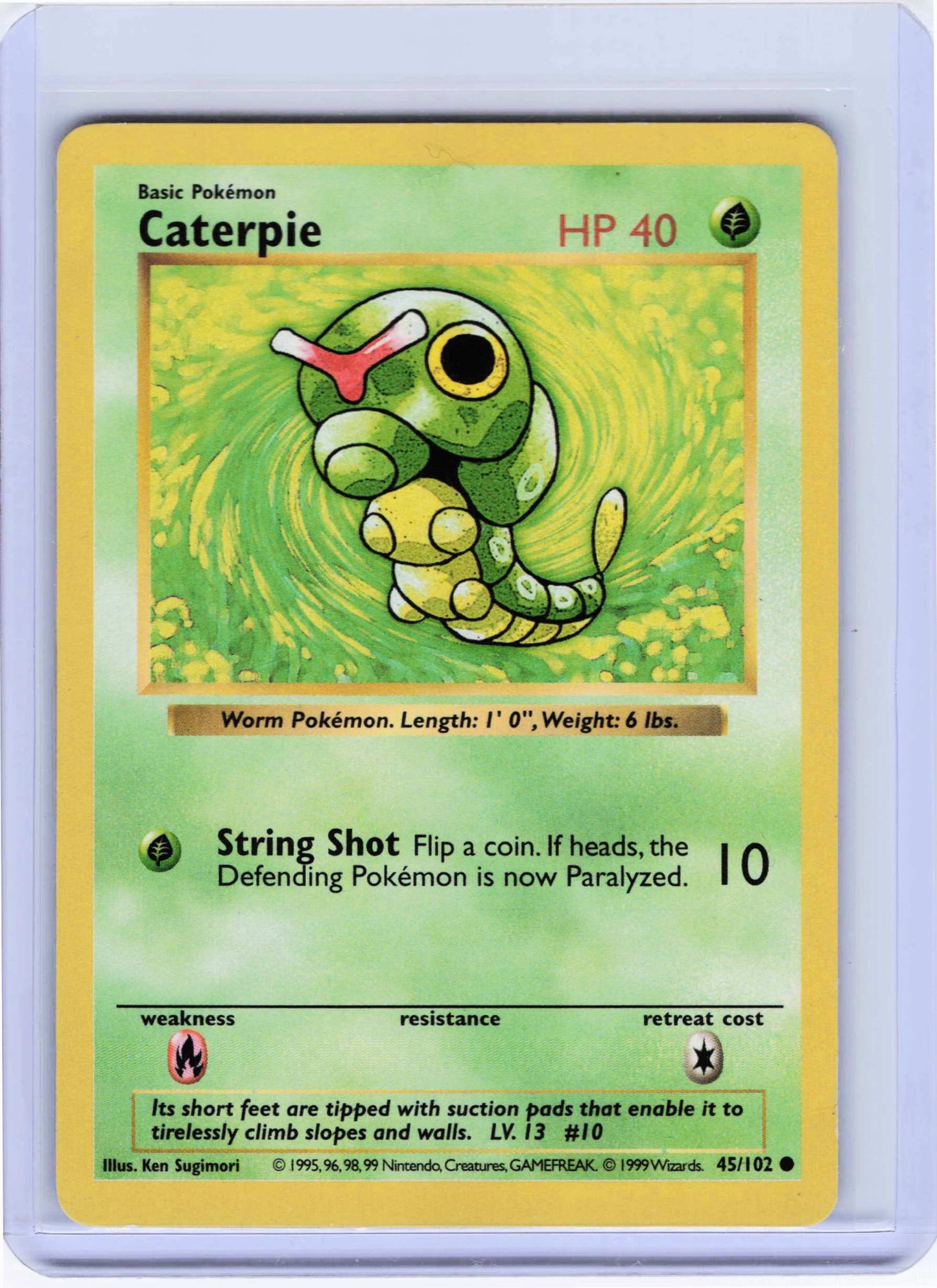 Caterpie 045/102, HP Condition, Pokemon Base Set (Shadowless)