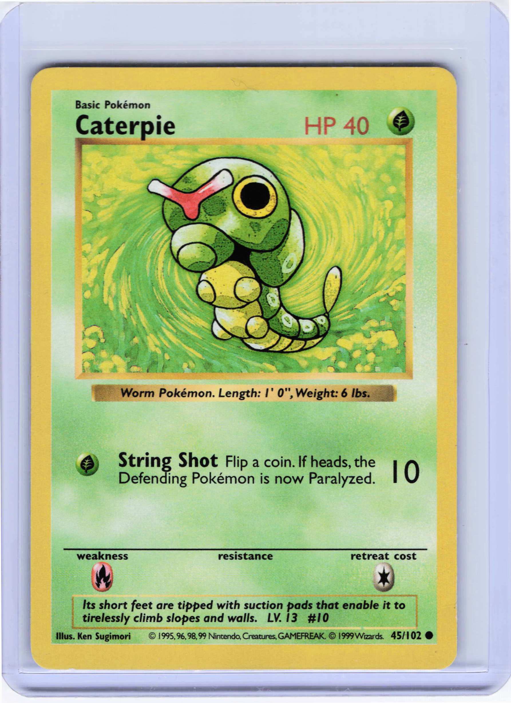 Caterpie 045/102, HP Condition, Pokemon Base Set (Shadowless)