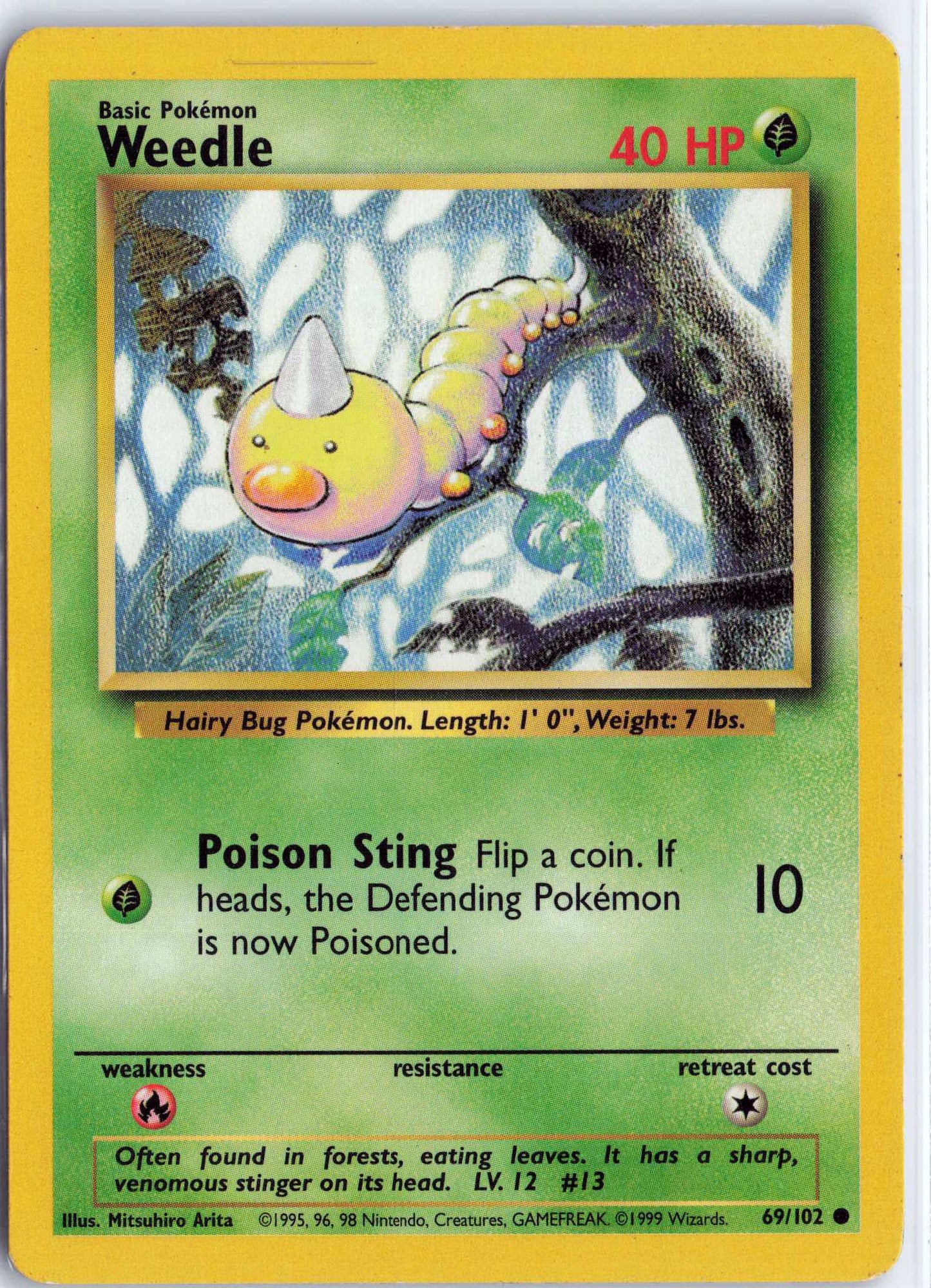 Weedle 069/102, HP Condition, Pokemon Base Set