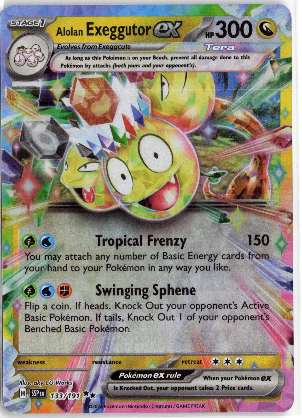 Alolan Exeggutor ex #133/191 Holo Pokemon SV08: Surging Sparks